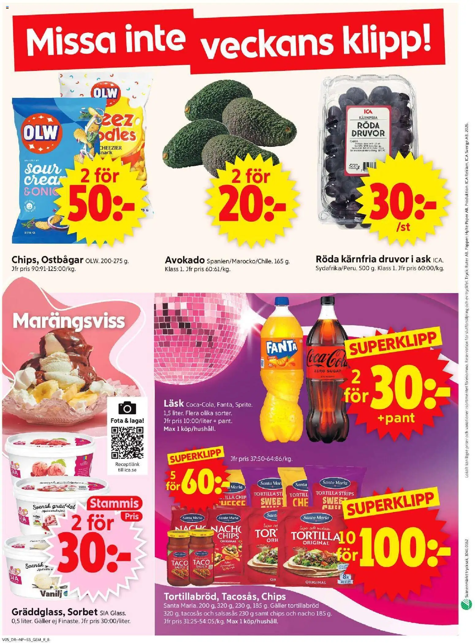 ICA Supermarket reklamblad aktuell från 26.01.2026 | Sida: 10 | Produkter: Ostbågar, Tortilla, Tacosås, Chips
