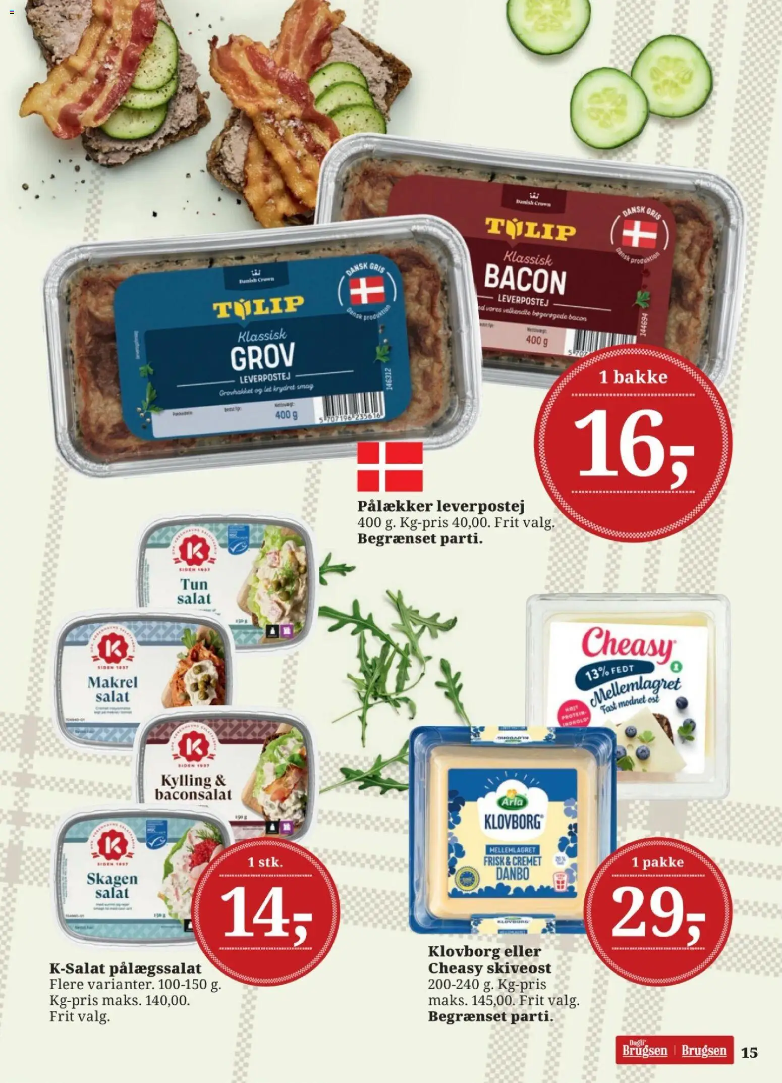 Dagli'Brugsen tilbudsavis – gyldig fra 24.04.2026 | Side: 15 | Produkter: Ost, Salat, Makrel, Bacon