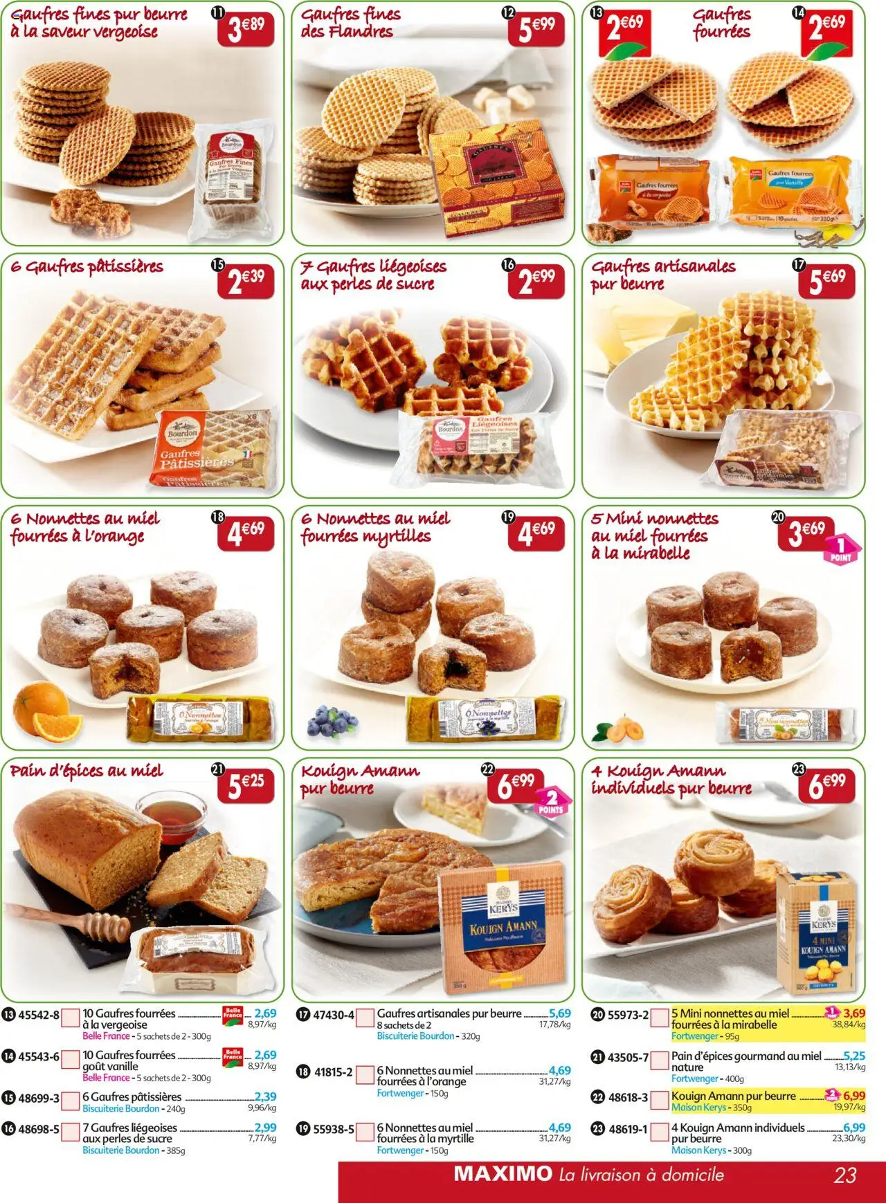  | Page: 23 | Produits: Miel, Beurre, Pain, Gaufres