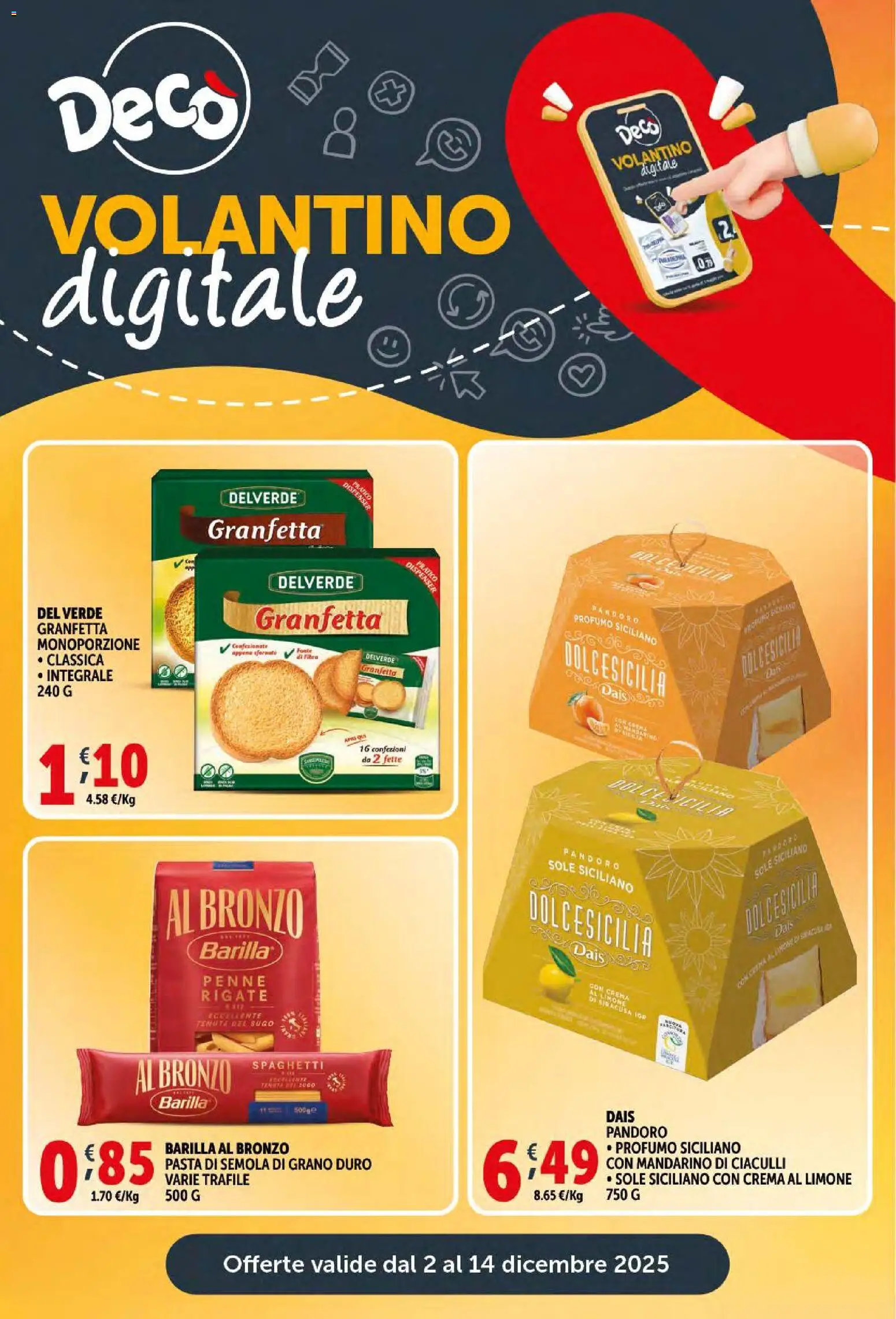 Volantino Decò del 06.12.2025 | Pagina: 29 | Prodotti: Pasta, Pandoro, Penne, Profumo