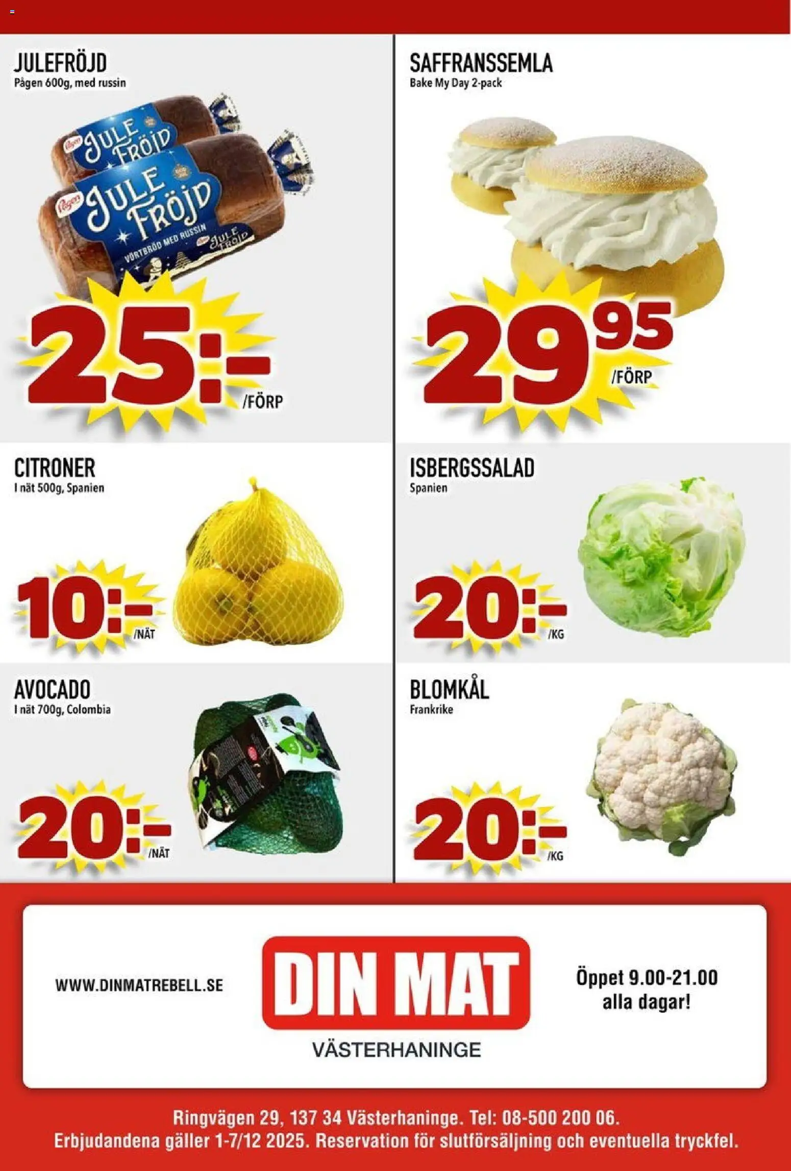 Din Mat reklamblad aktuell från 01.12.2025 | Sida: 8 | Produkter: Avocado, Galler, Blomkål
