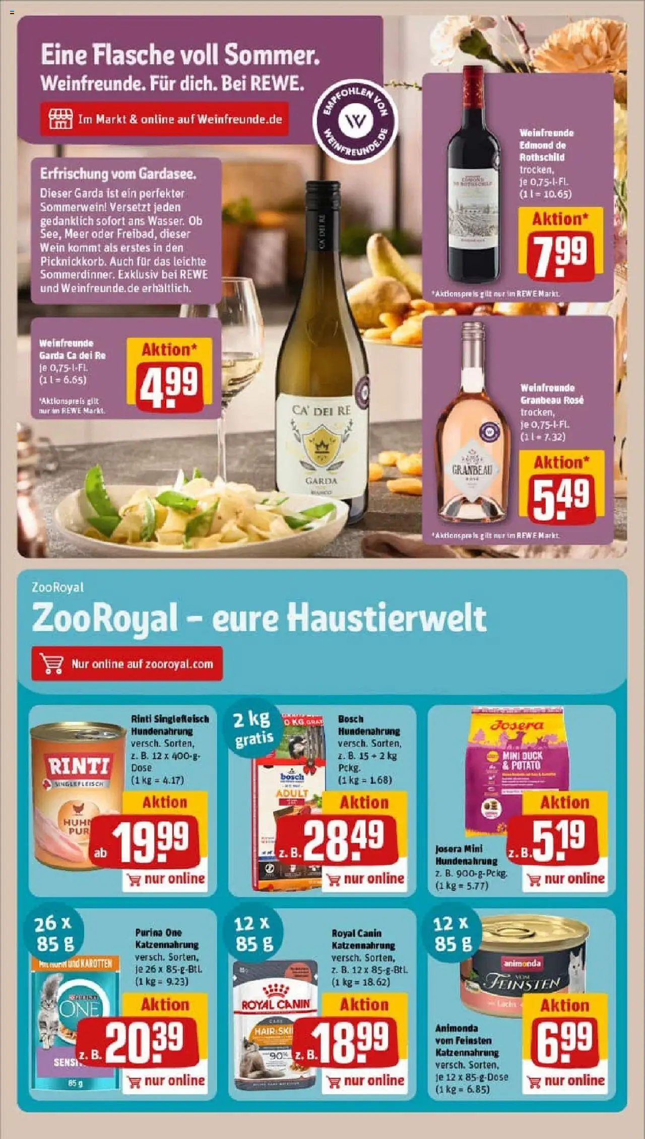 Rewe prospekt Iserlohn	 - gültig ab dem 20.07.2025 | Seite: 15 | Produkte: Purina one, Bosch, Wein
