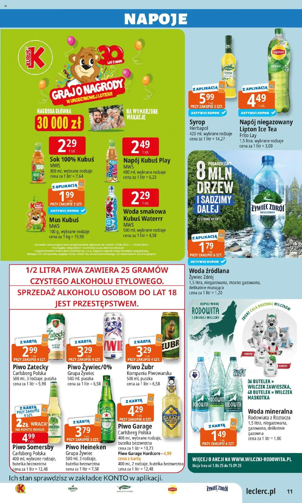 E.Leclerc Gazetka - Tychy od 05.08.2025 | Strona: 11 | Produkty: Cytryna, Piwo żubr, Ice Tea, Woda źródlana