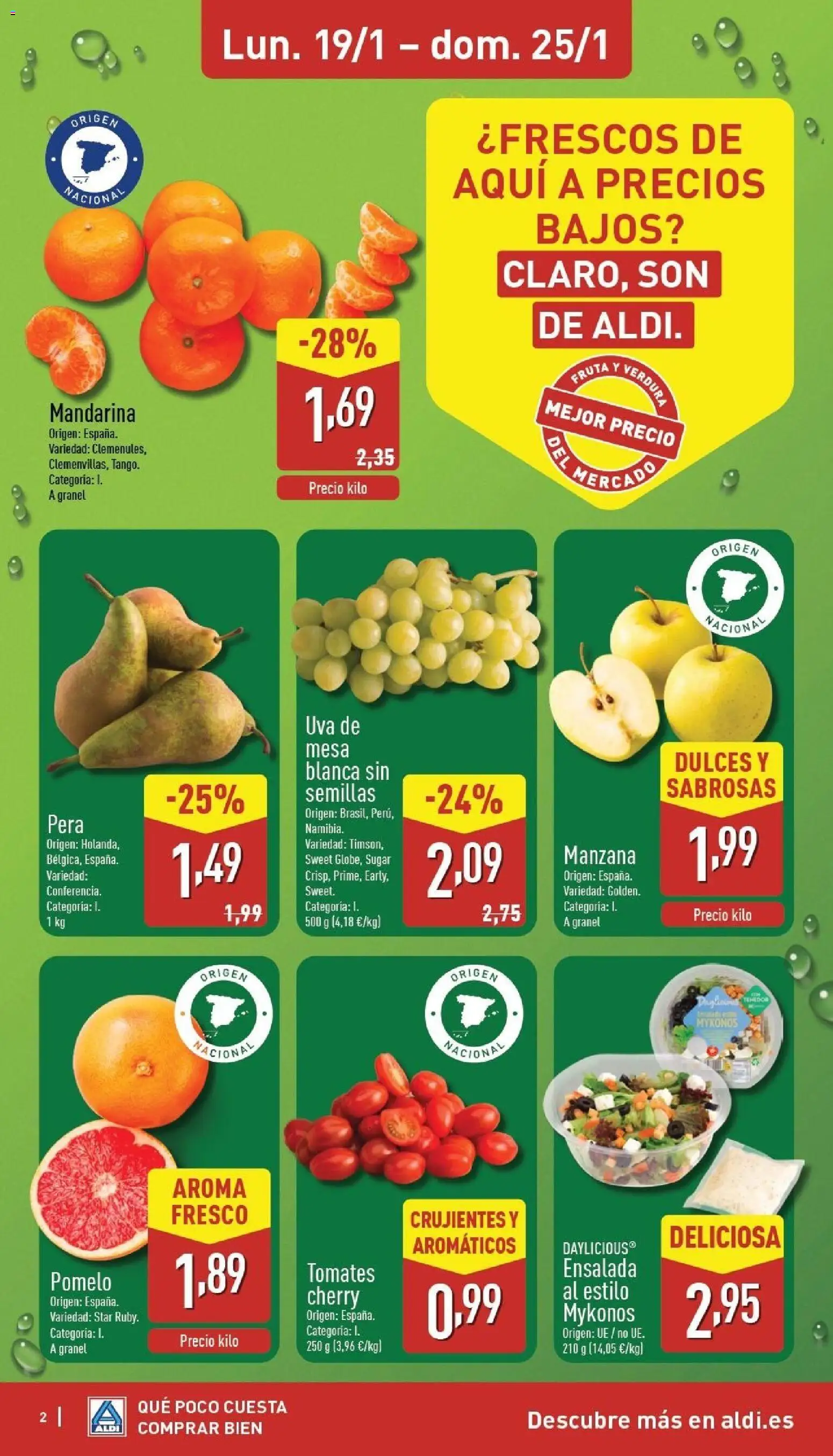 Aldi folleto Península │ válido desde el 19.01.2026 | Página: 2 | Productos: Tomates, Manzana, Ensalada, Apple