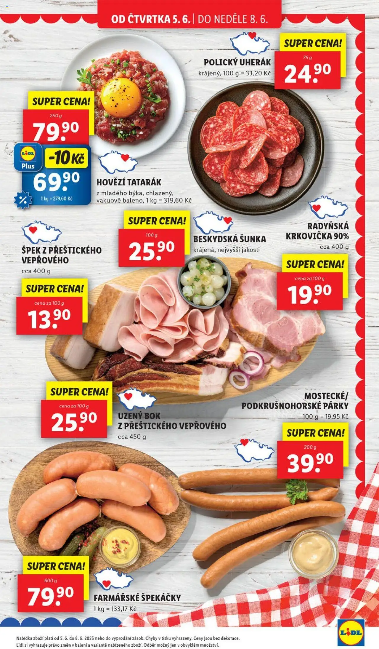 Lidl leták od 05.06.2025 | Strana: 13 | Produkty: Uherák, Špekáčky, Hovězí tatarák, Tatarák