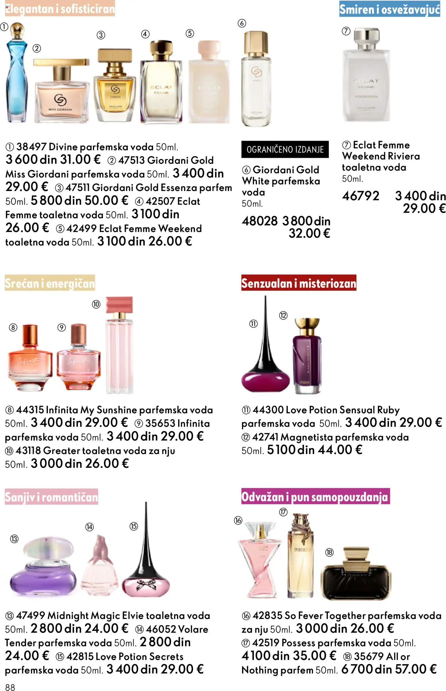 Oriflame katalog - važi od 18.02.2026 | Strana: 88 | Proizvode: Parfem, Toaletna voda, So, Voda