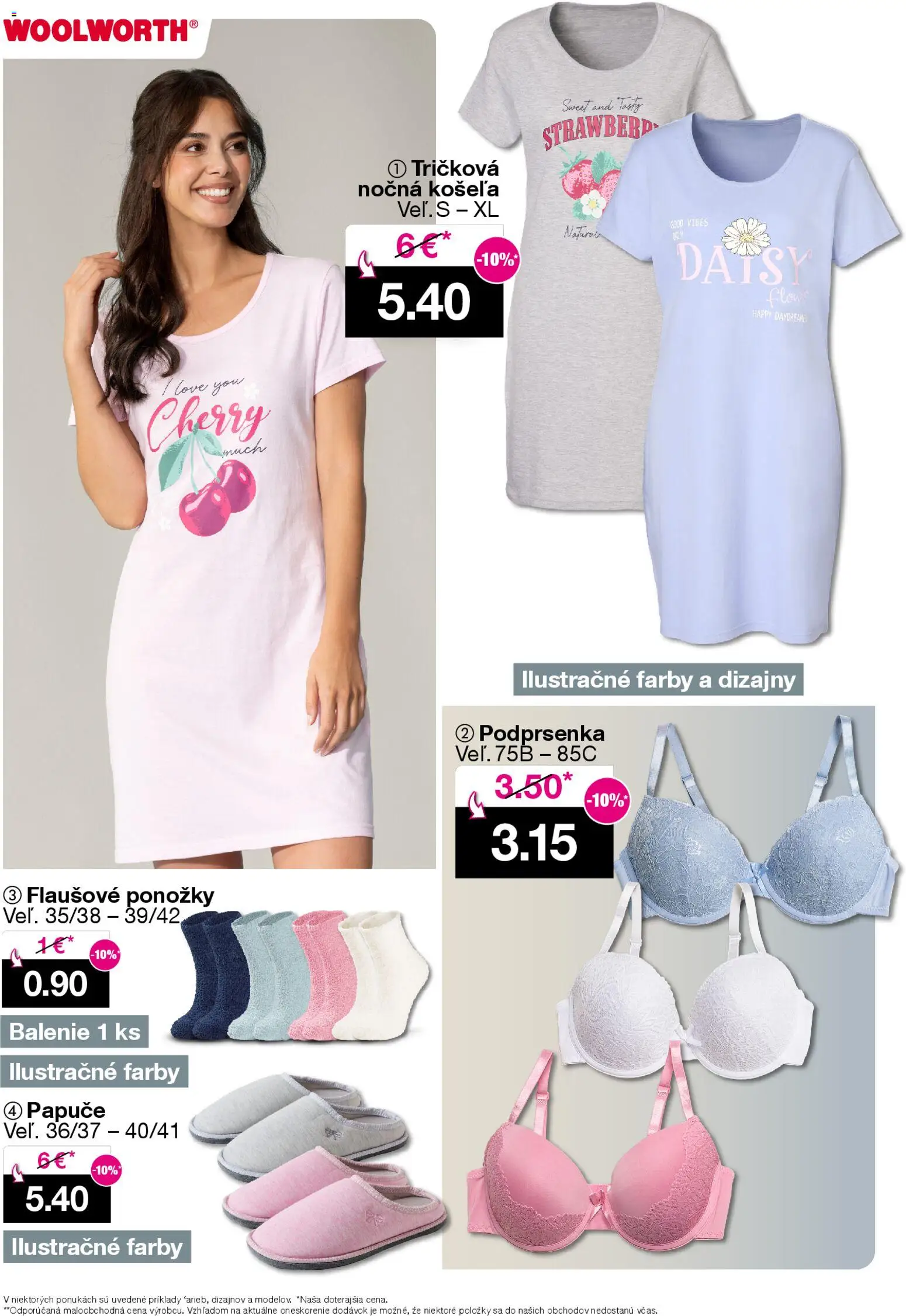 Nové Woolworth akcie – leták je platný od 09.01.2026 | Strana: 4 | Produkty: Košeľa, Podprsenka, Ponožky, Papuče