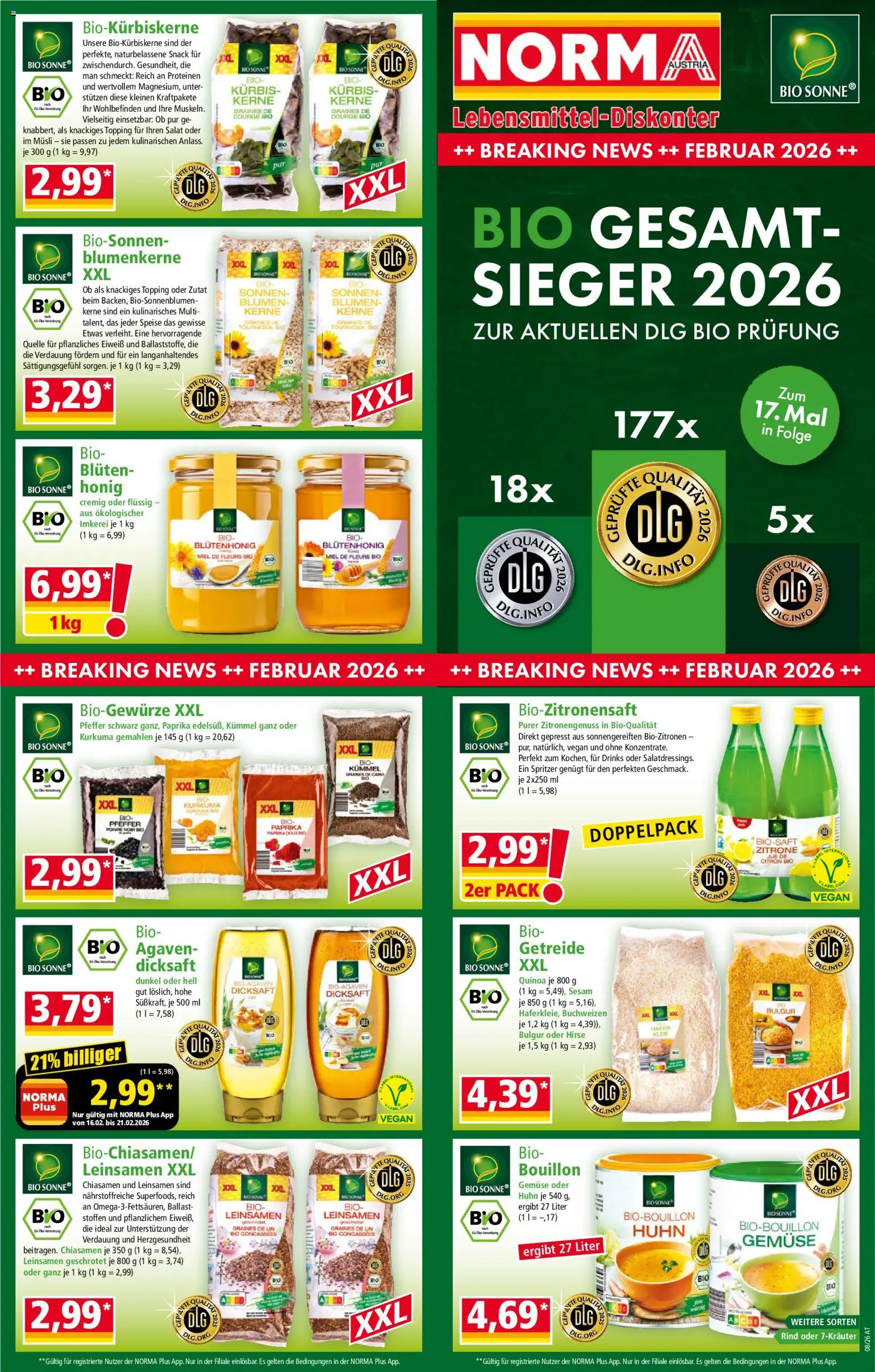 Norma Flugblatt gültig ab 16.02.2026 | Seite: 2 | Produkte: Getreide, Salat, Gemüse, Zitrone