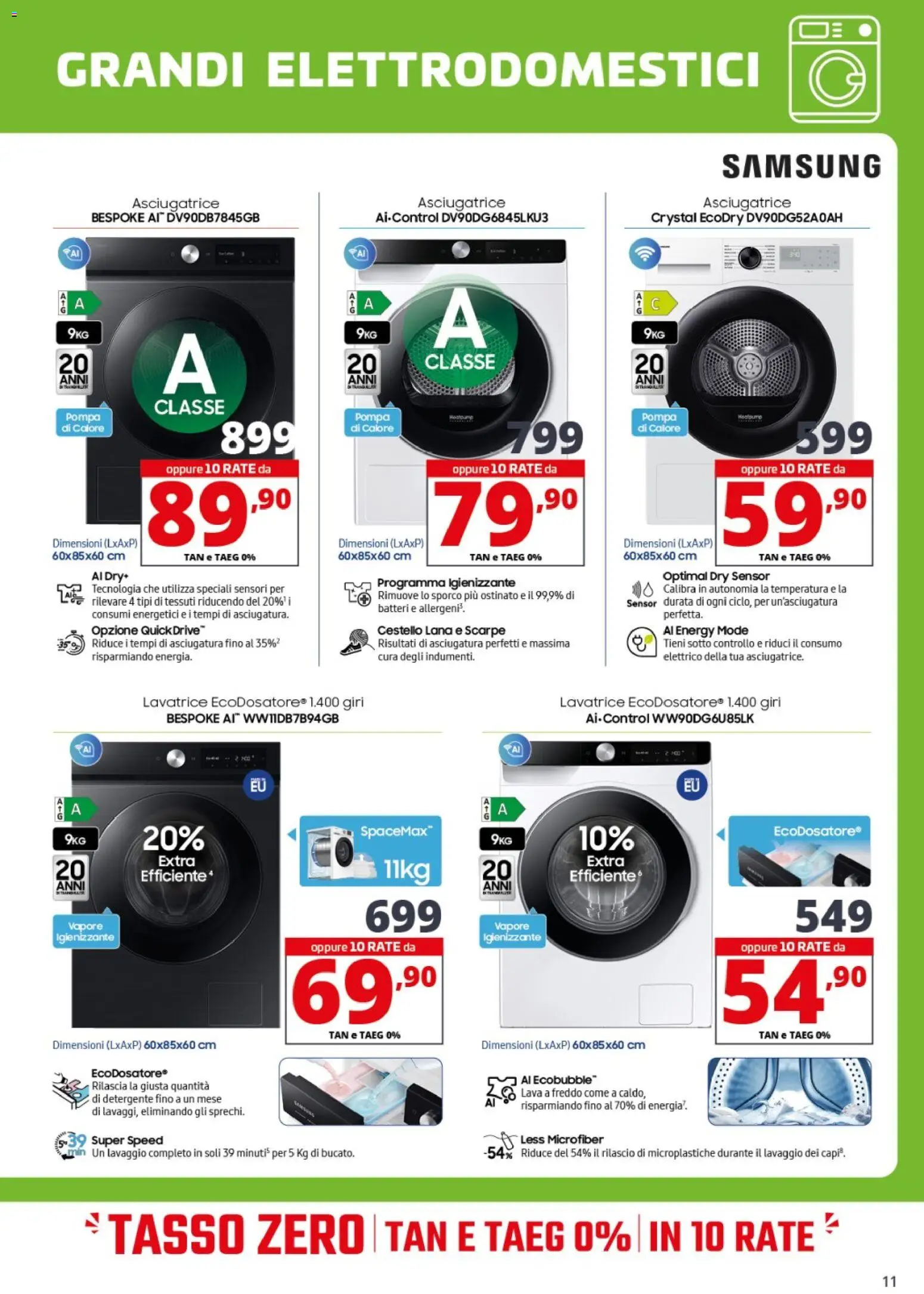Volantino Comet del 24.02.2026 | Pagina: 11 | Prodotti: Scarpe, Lavatrice, Asciugatrice, Samsung