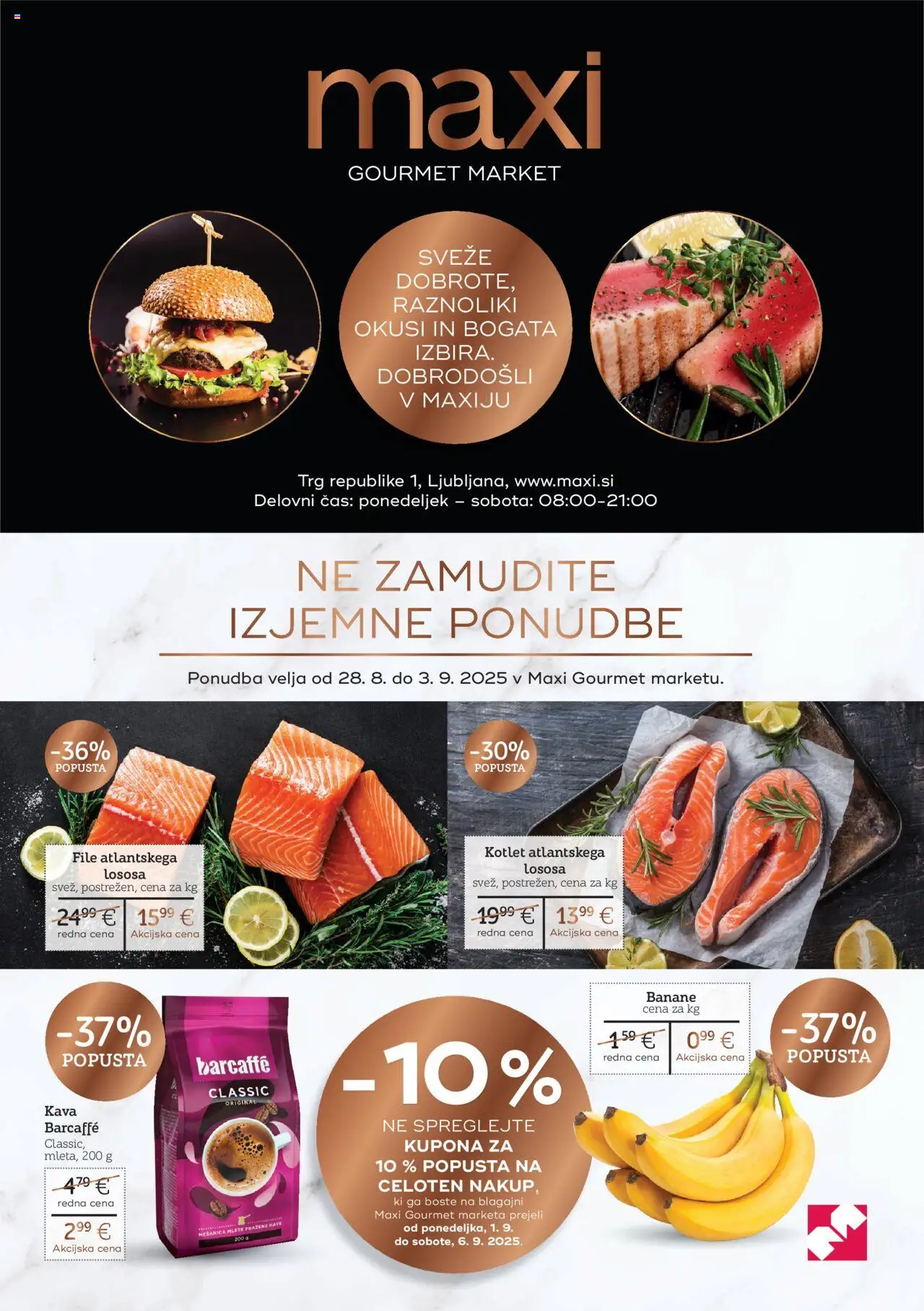 Mercator katalog gourmet │ velja od 28.08.2025 | Stran: 1 | Izdelki: Kava, Banane