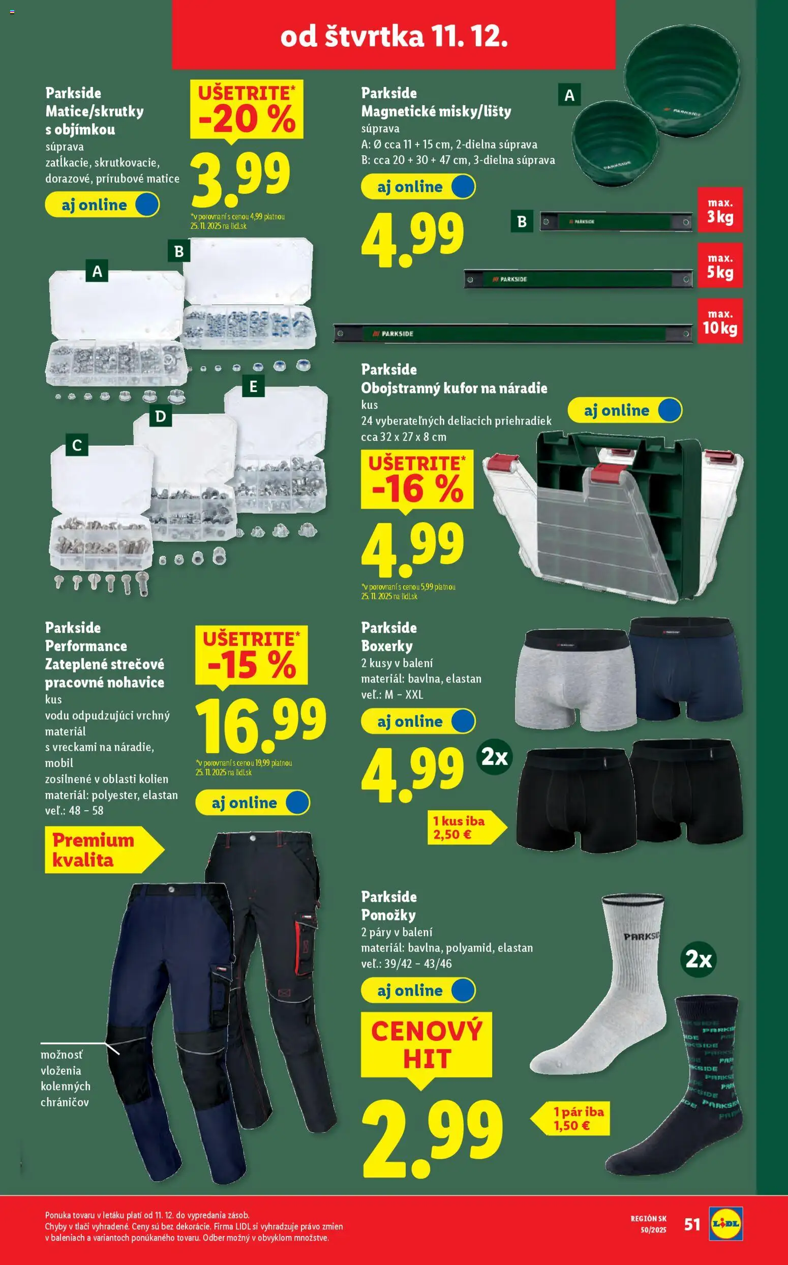 Nové Lidl akcie – leták je platný od 11.12.2025 | Strana: 29 | Produkty: Náradie, Mobil, Parkside, Ponožky