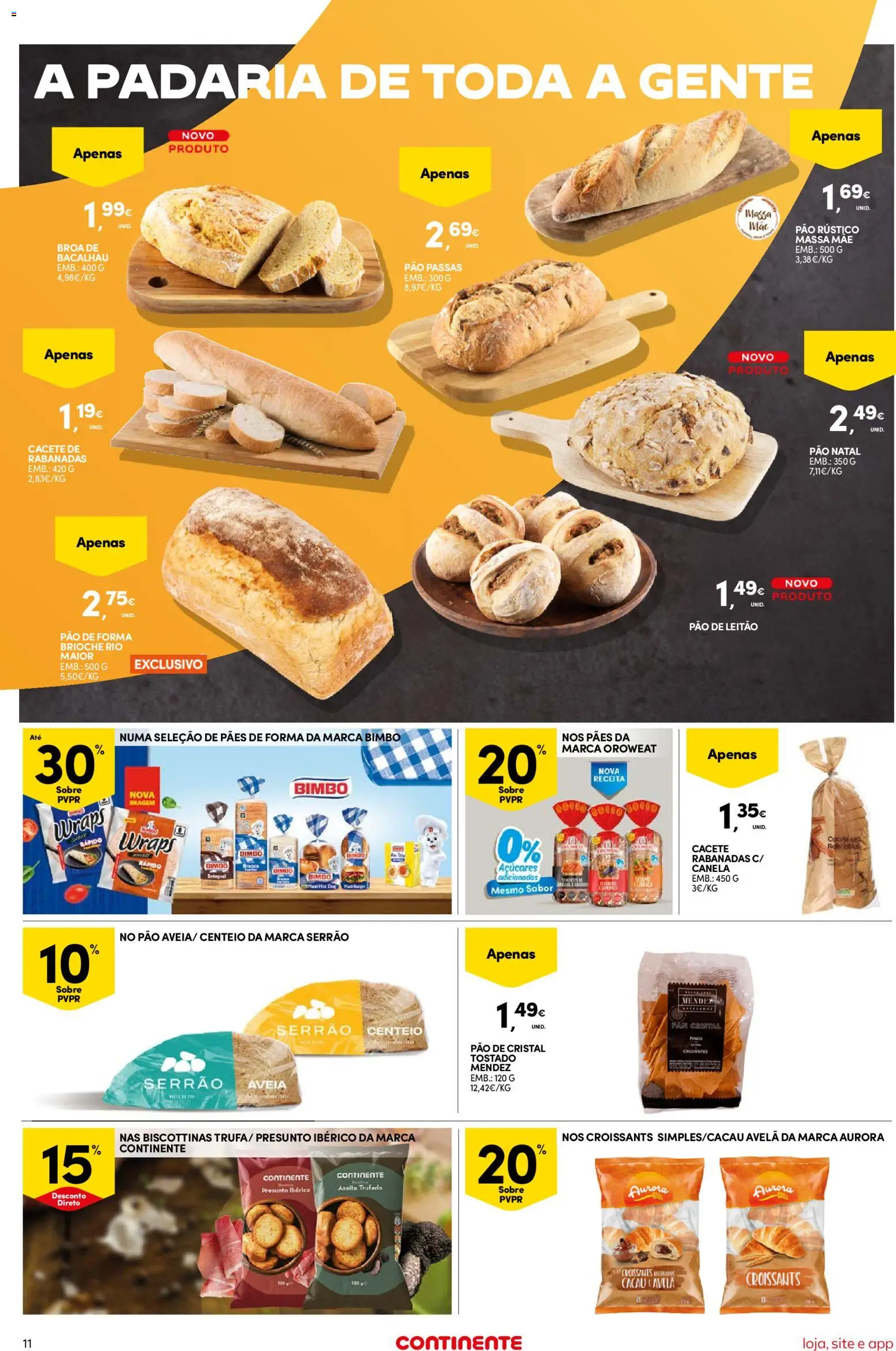 Continente Semanal Continente Bom Dia │ válido de 16.12.2025 | Página: 11 | Produtos: Aveia, Bacalhau, Pão, Presunto