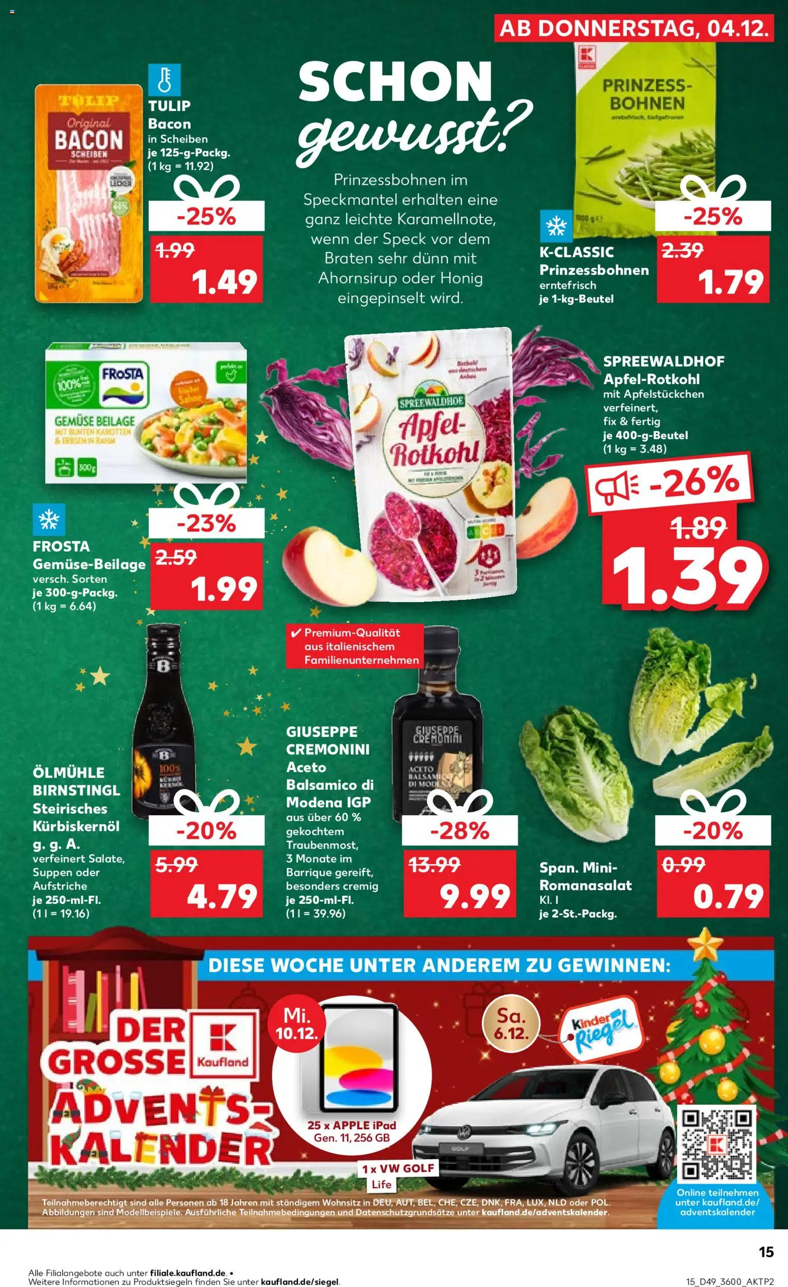 Kaufland prospekt Leipzig	 – gültig ab 04.12.2025 | Seite: 15 | Produkte: Balsamico, Äpfel, Frosta, Gemüse