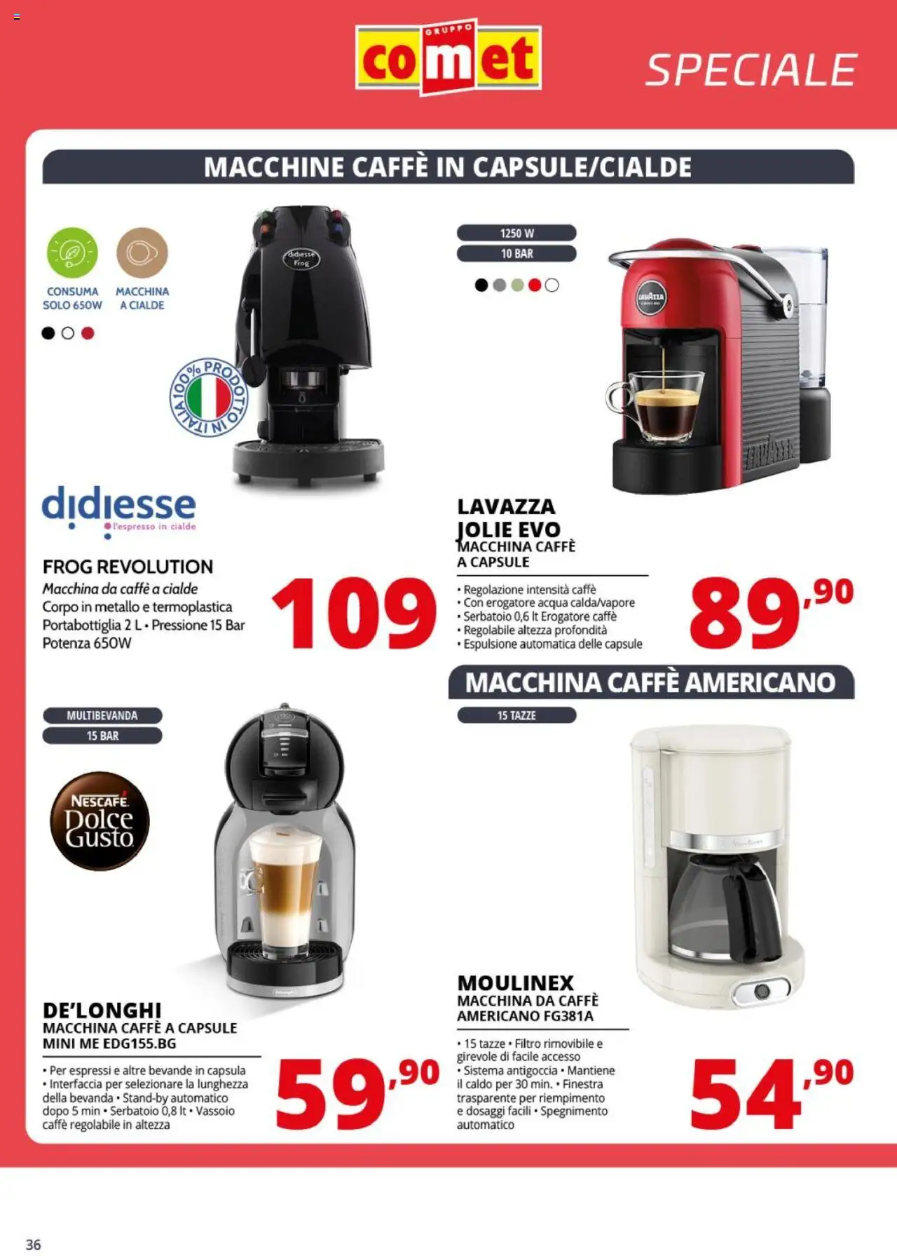 Volantino Comet del 25.08.2025 | Pagina: 36 | Prodotti: Macchina da caffe, Caffè, Acqua, Lavazza