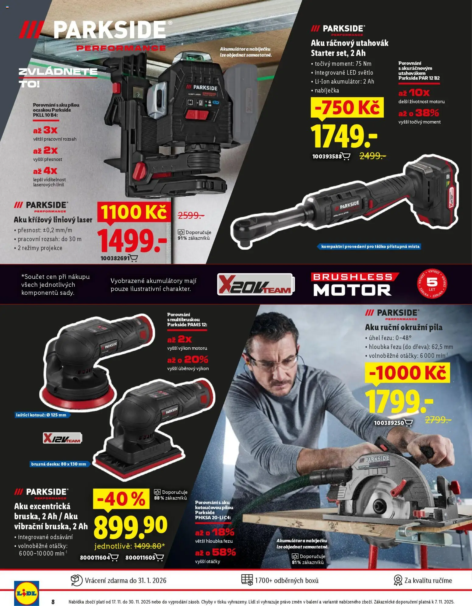 Lidl Black Friday od 17.11.2025 | Strana: 8 | Produkty: Okružní pila, Parkside, LED, LED světlo