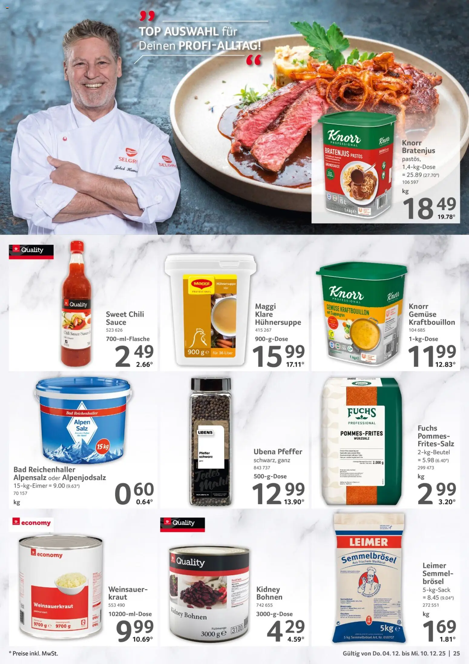Selgros Prospekt 	 – gültig ab 04.12.2025 | Seite: 25 | Produkte: Pommes, Knorr, Gemüse, Salz
