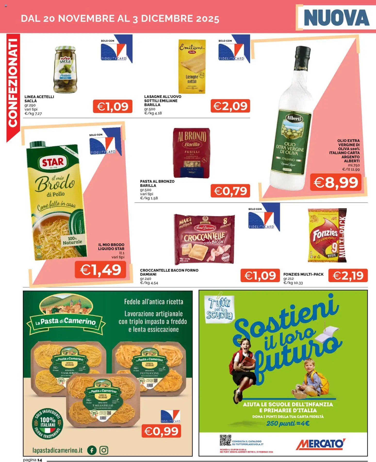 Volantino Mercatò del 18.11.2025 | Pagina: 14 | Prodotti: Olio, Pasta, Forno, Fettuccine