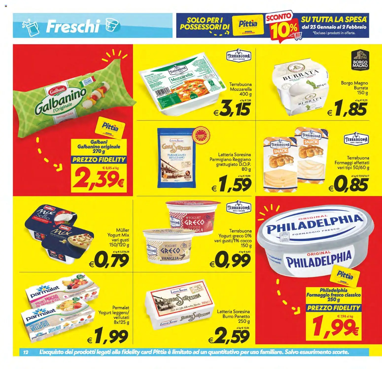 Volantino SuperConveniente del 23.01.2026 | Pagina: 12 | Prodotti: Yogurt greco, Formaggio, Cocco, Parmigiano reggiano