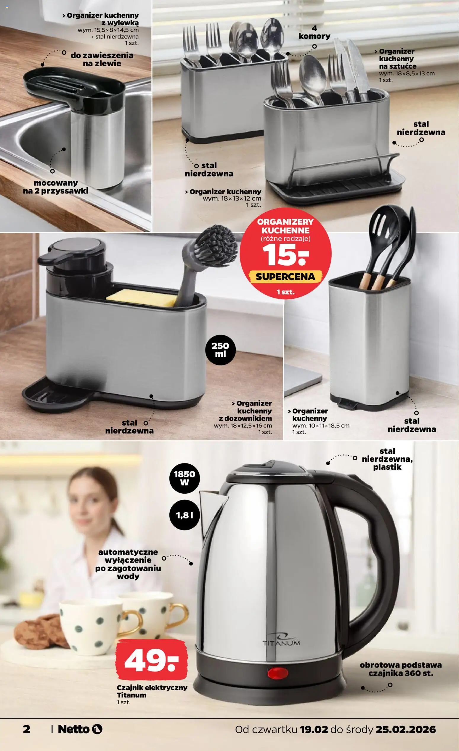 Netto gazetka - Non Food od 19.02.2026 | Strona: 2 | Produkty: Czajnik, Sztućce