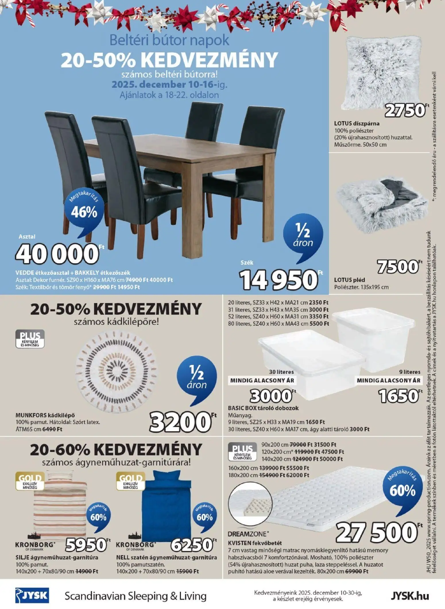 JYSK akciós ujság - amely érvényes a következő dátumtól: 10.12.2025 | Oldal: 24 | Termékek: Ágy, Matrac, Asztal, Étkezőszék
