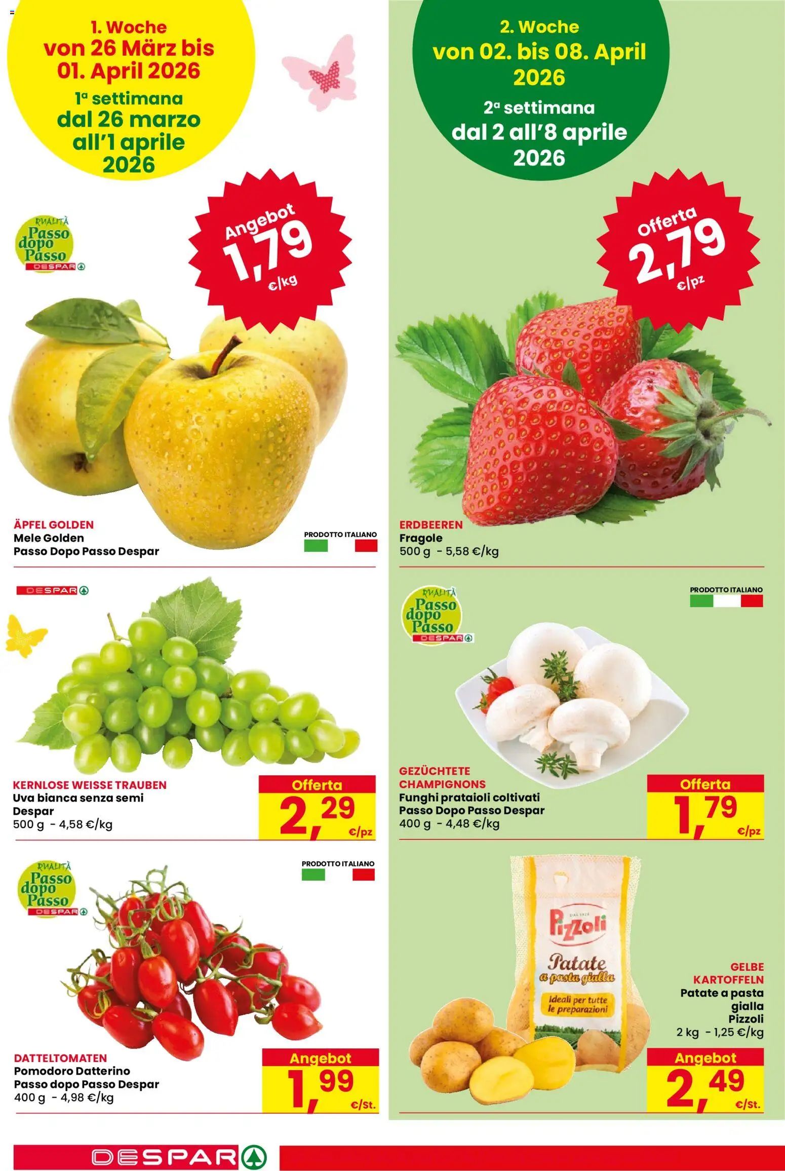Volantino Despar del 26.03.2026 | Pagina: 8 | Prodotti: Patate, Pomodoro, Funghi, Uva