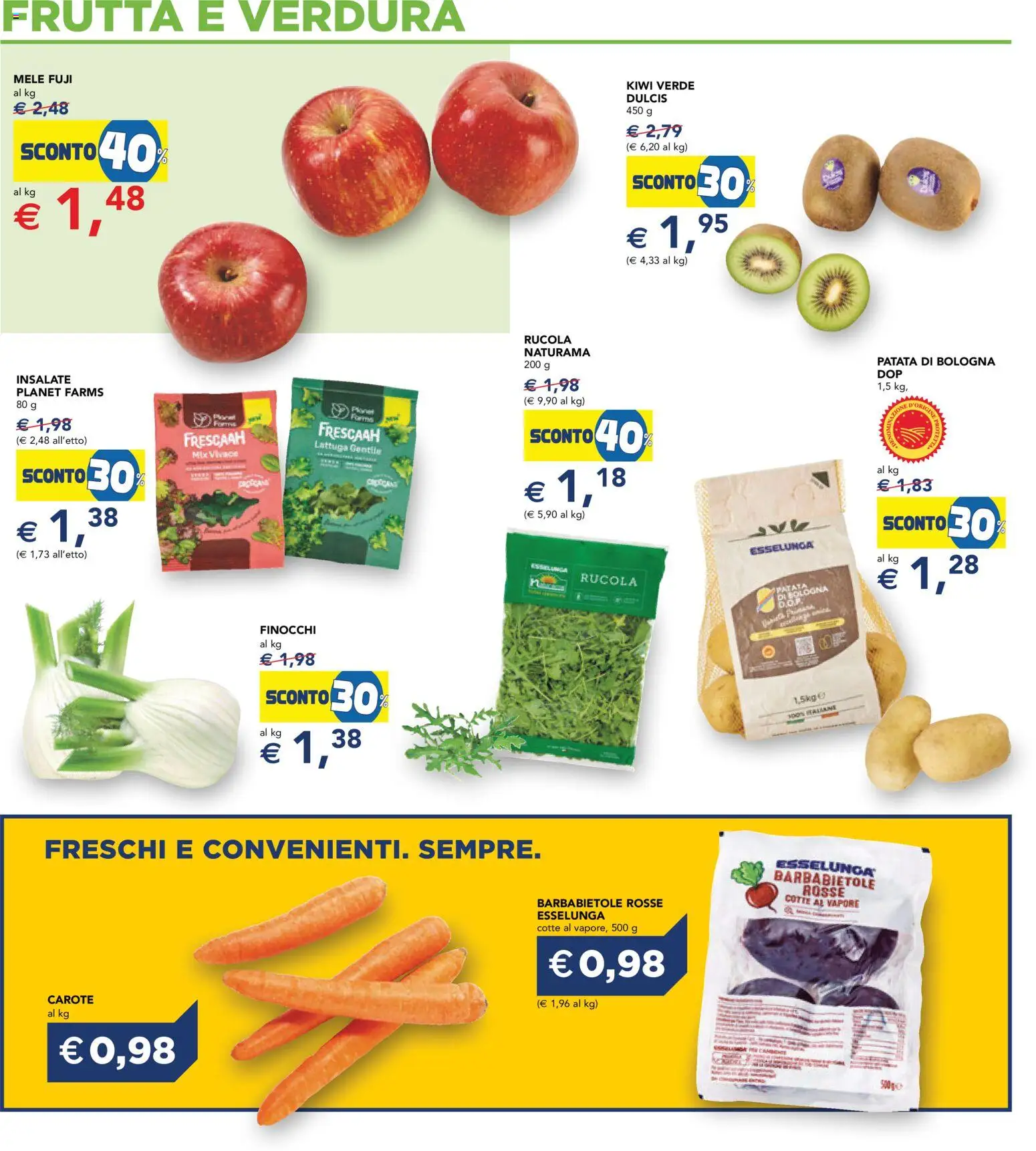 Volantino Esselunga S del 29.01.2026 | Pagina: 13 | Prodotti: Mele, Kiwi, Frutta, Carote