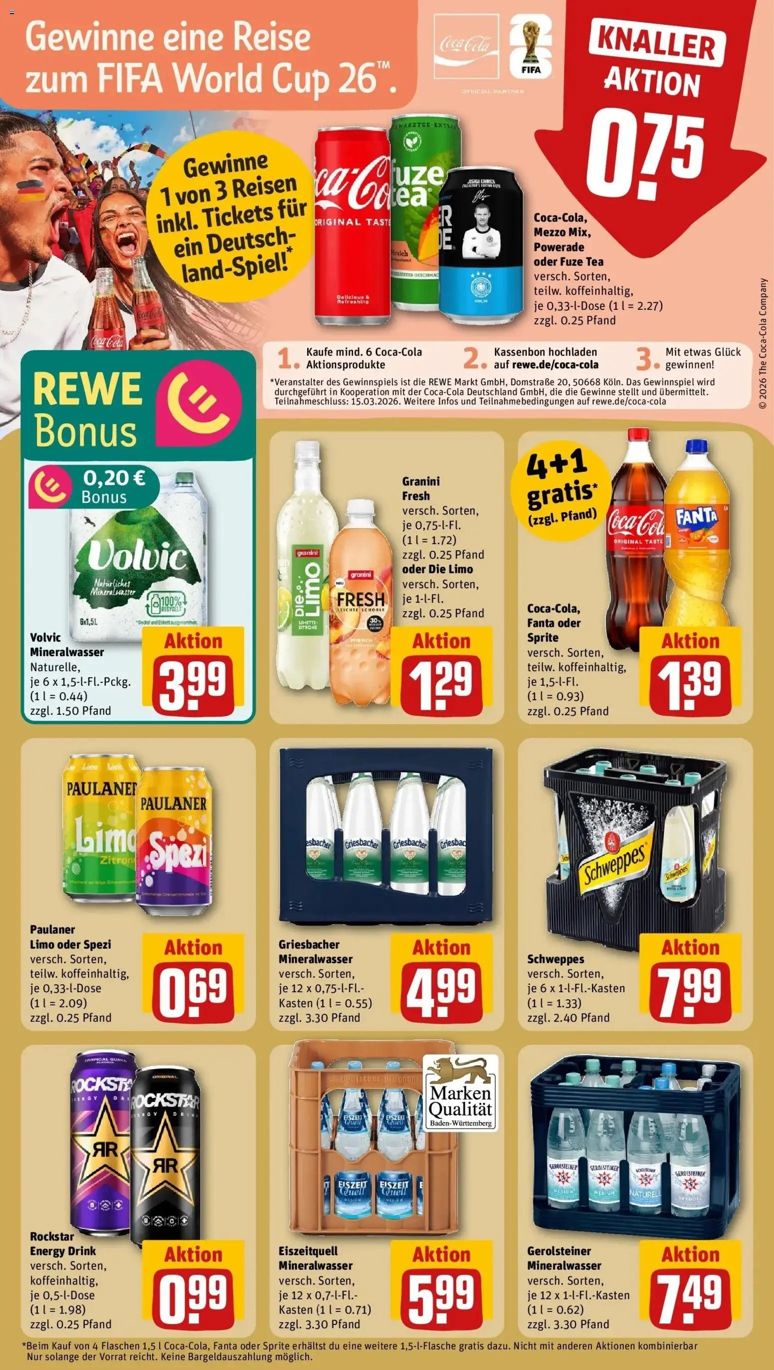 Rewe prospekt Trossingen	 – gültig ab 22.02.2026 | Seite: 14 | Produkte: Fuze tea, Sprite, Cola, Powerade