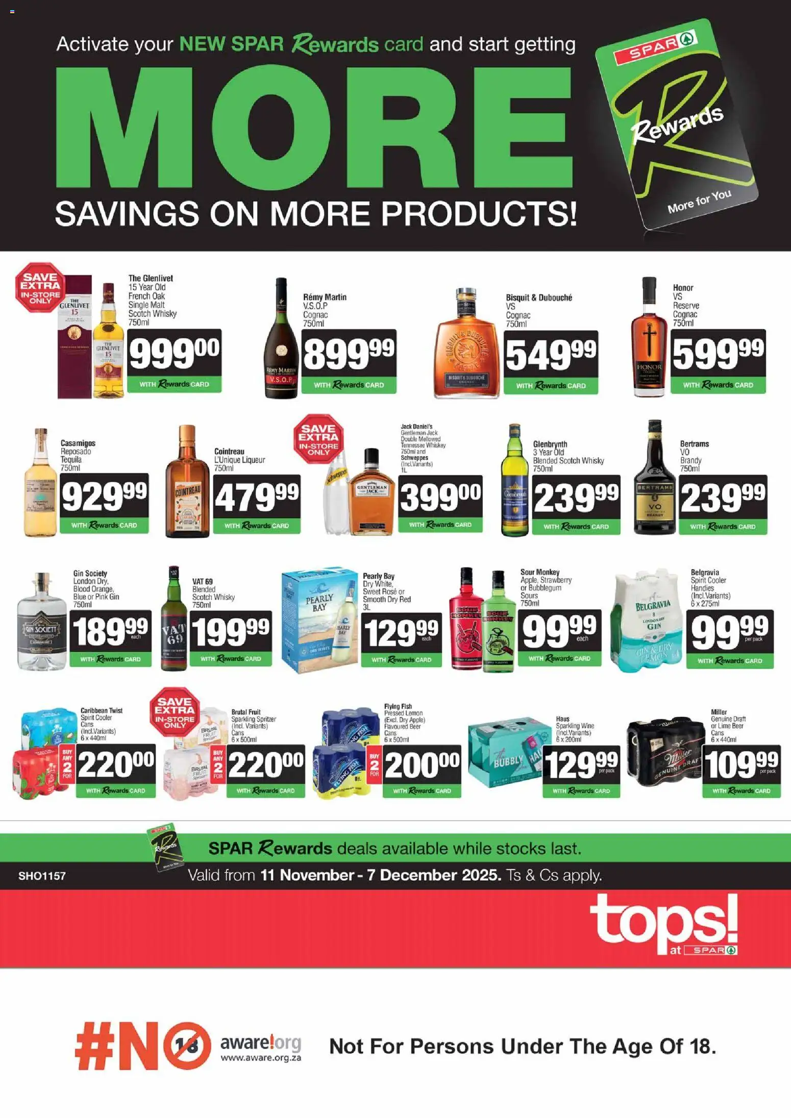 New Tops at Spar catalogue – valid from 11.11.2025 | Page: 1 | Products: Cooler, Wine, Beer, Lime
