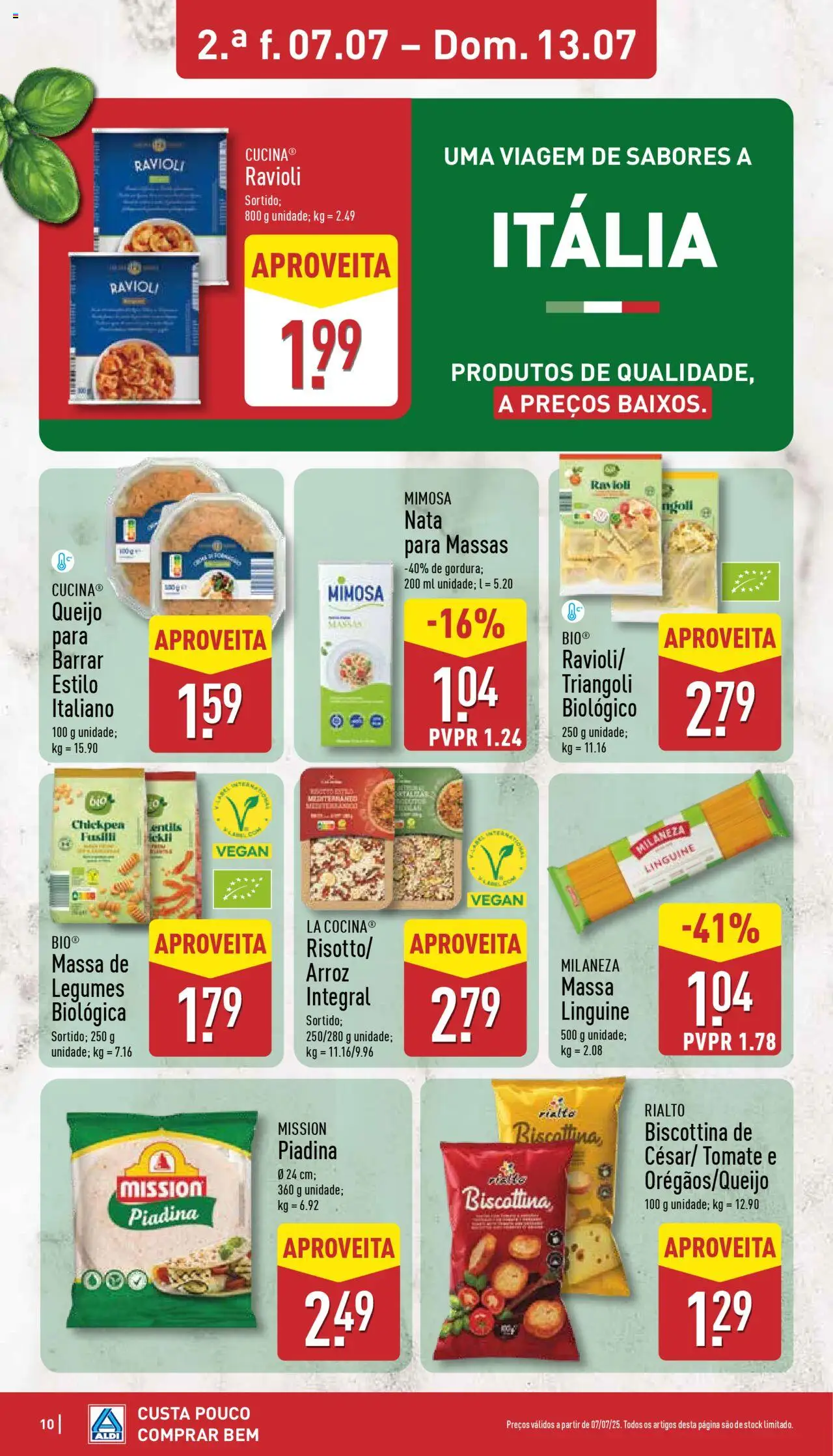 Aldi folheto │ válido de 07.07.2025 | Página: 10 | Produtos: Milaneza, Queijo, Nata, Massa
