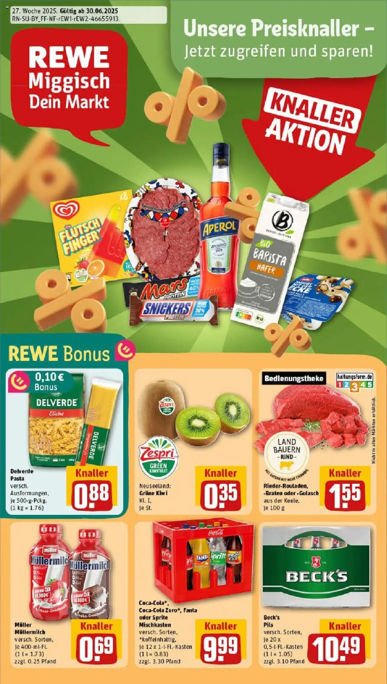Rewe prospekt Waldkirchen	 - gültig ab dem 29.06.2025 | Seite: 1 | Produkte: Pils, Pasta, Kiwi, Muller mullermilch