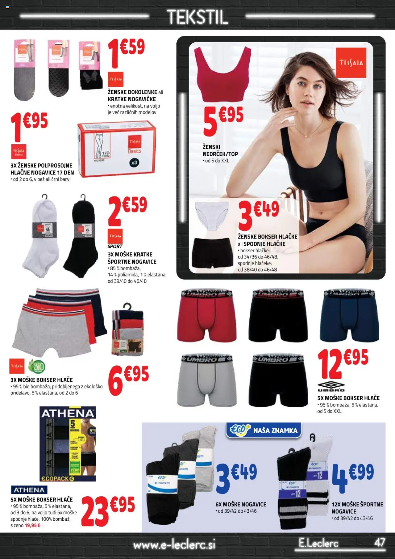 Novi E.leclerc katalog ponudbe – veljaven od 10.09.2025 | Stran: 47 | Izdelki: Športne nogavice, Hlace, Nogavice, Hlacne nogavice