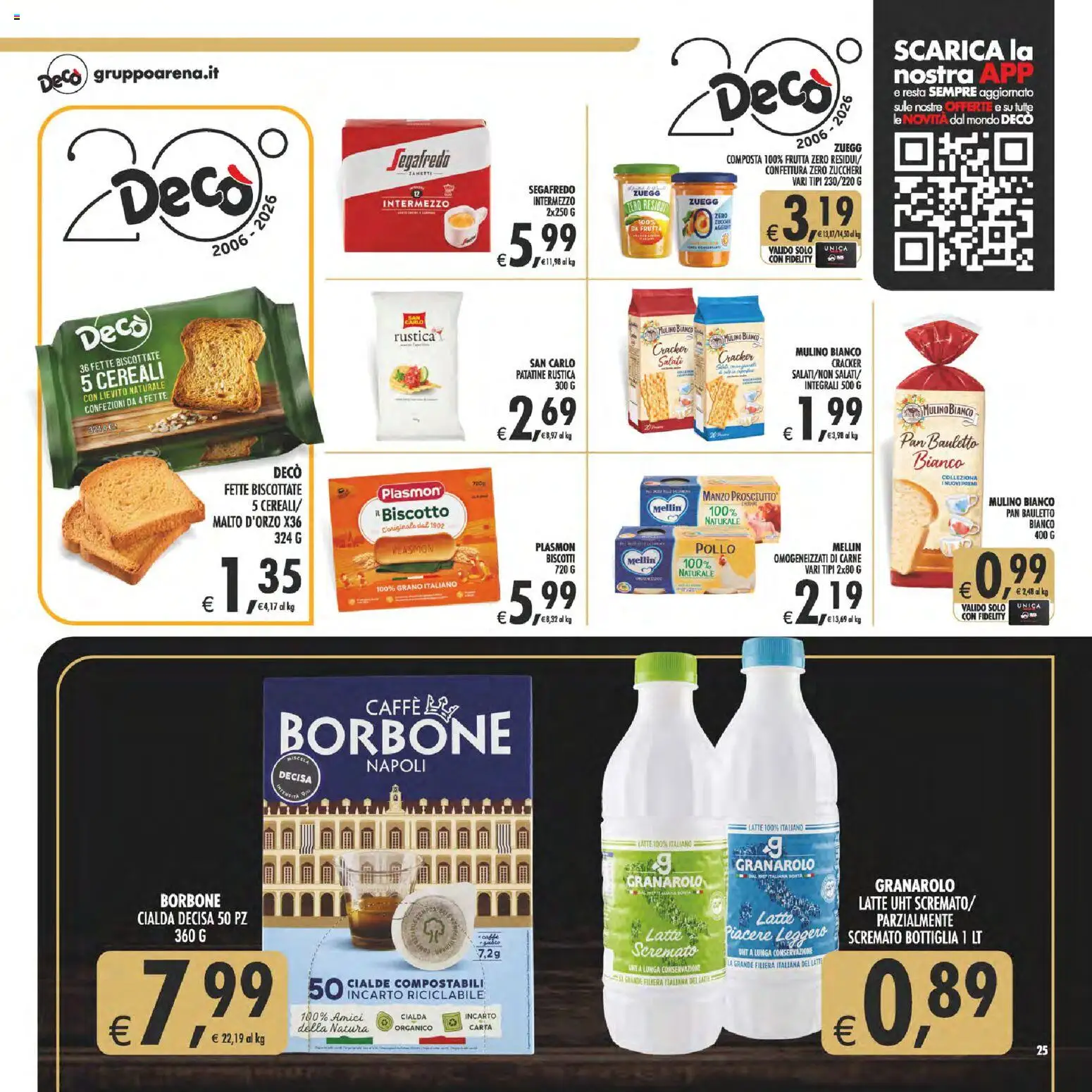 Volantino Decò del 07.04.2026 | Pagina: 25 | Prodotti: Latte, Top, Fette biscottate, Bottiglia