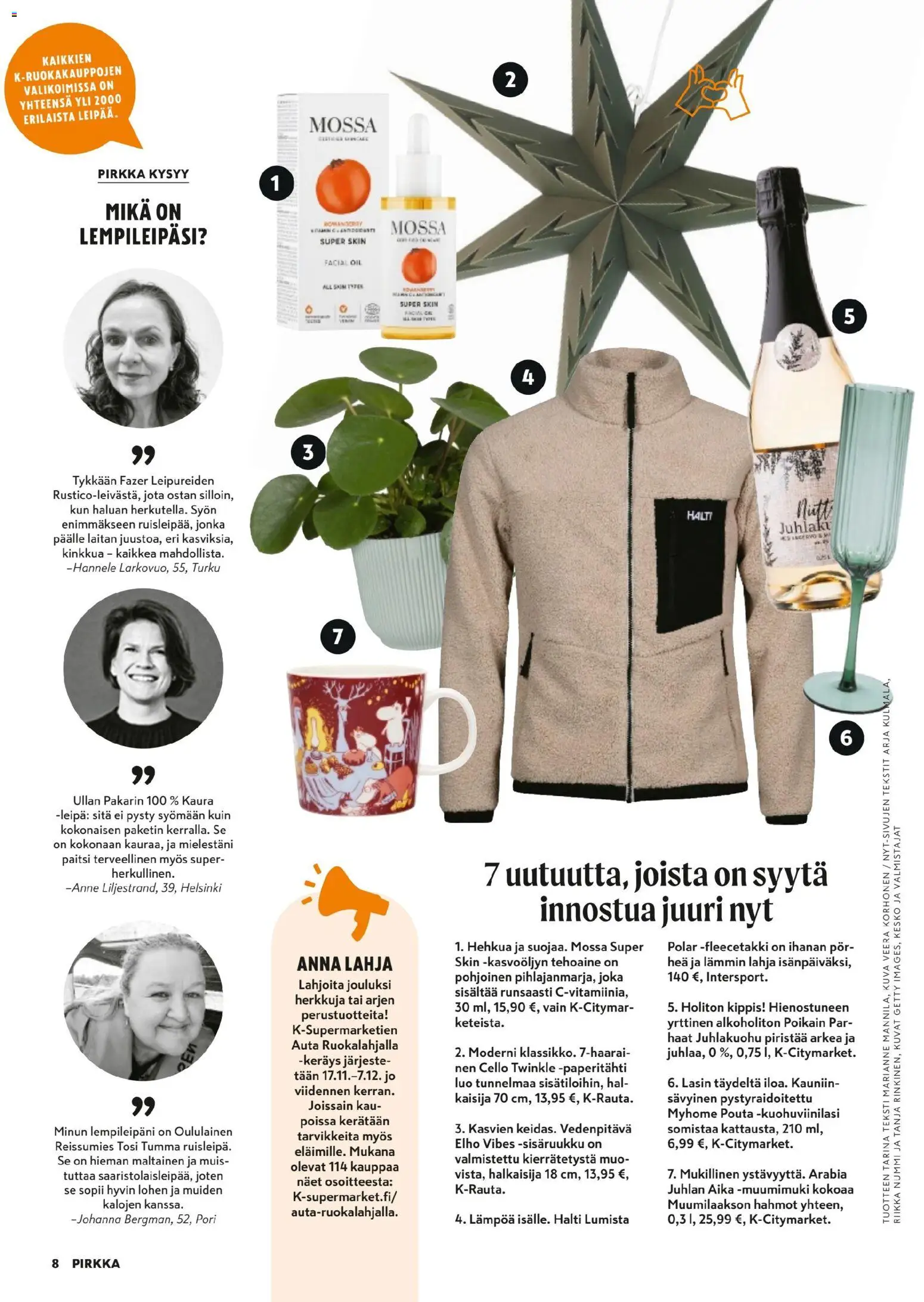 K-Market - Pirkka – voimassa 05.11.2025 alkaen | Sivu: 8 | Tuotteet: Kaura, Leipä