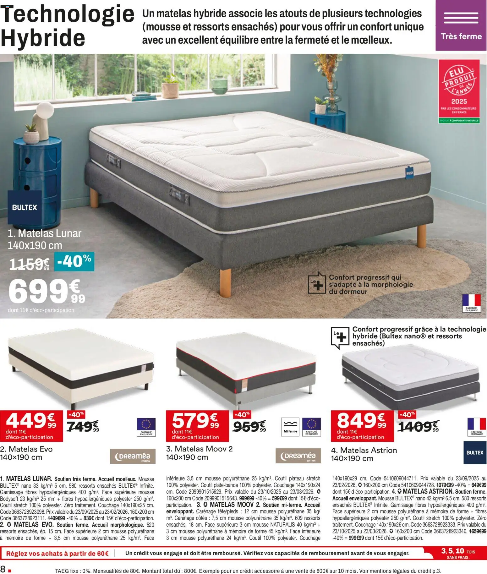 {H1} | Page: 8 | Produits: Plateau, Mousse, Matelas