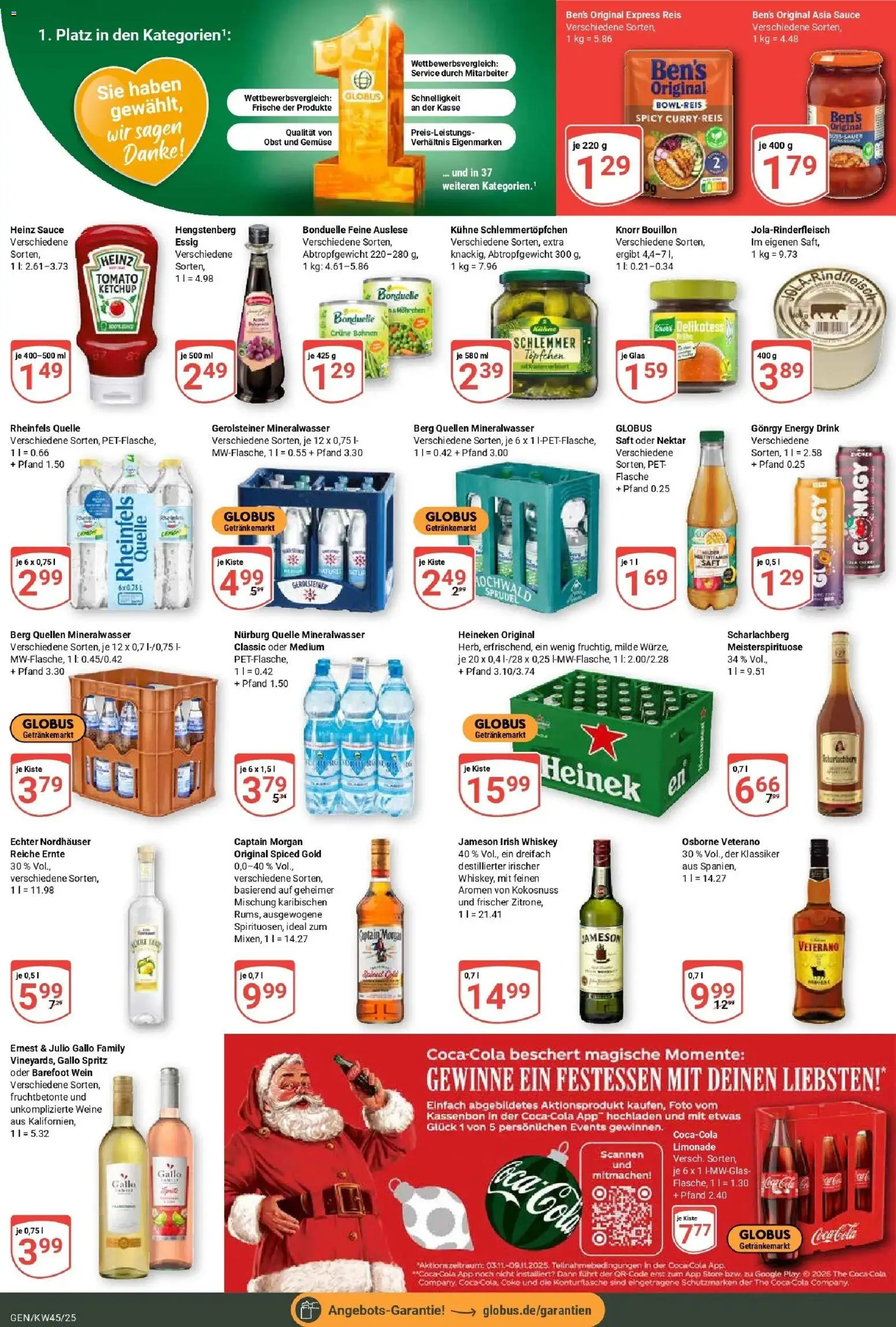 Globus prospekt Gensingen	 (ab 02.11.2025) » Angebote online | Seite: 4 | Produkte: Coca cola, Jameson, Captain morgan, Wein