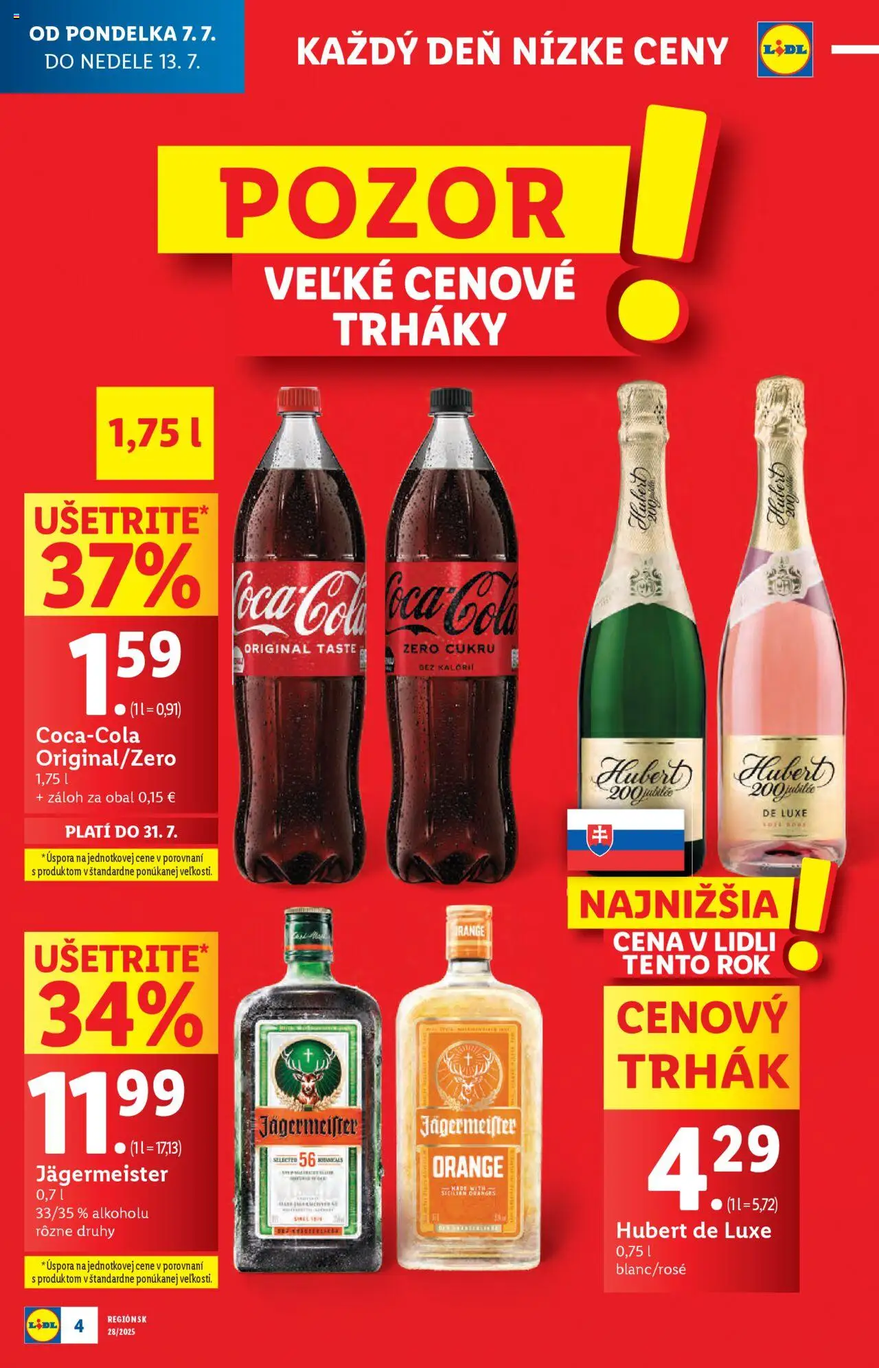 Lidl leták │ platný od 07.07.2025 | Strana: 4 | Produkty: Jägermeister, Hubert de Luxe