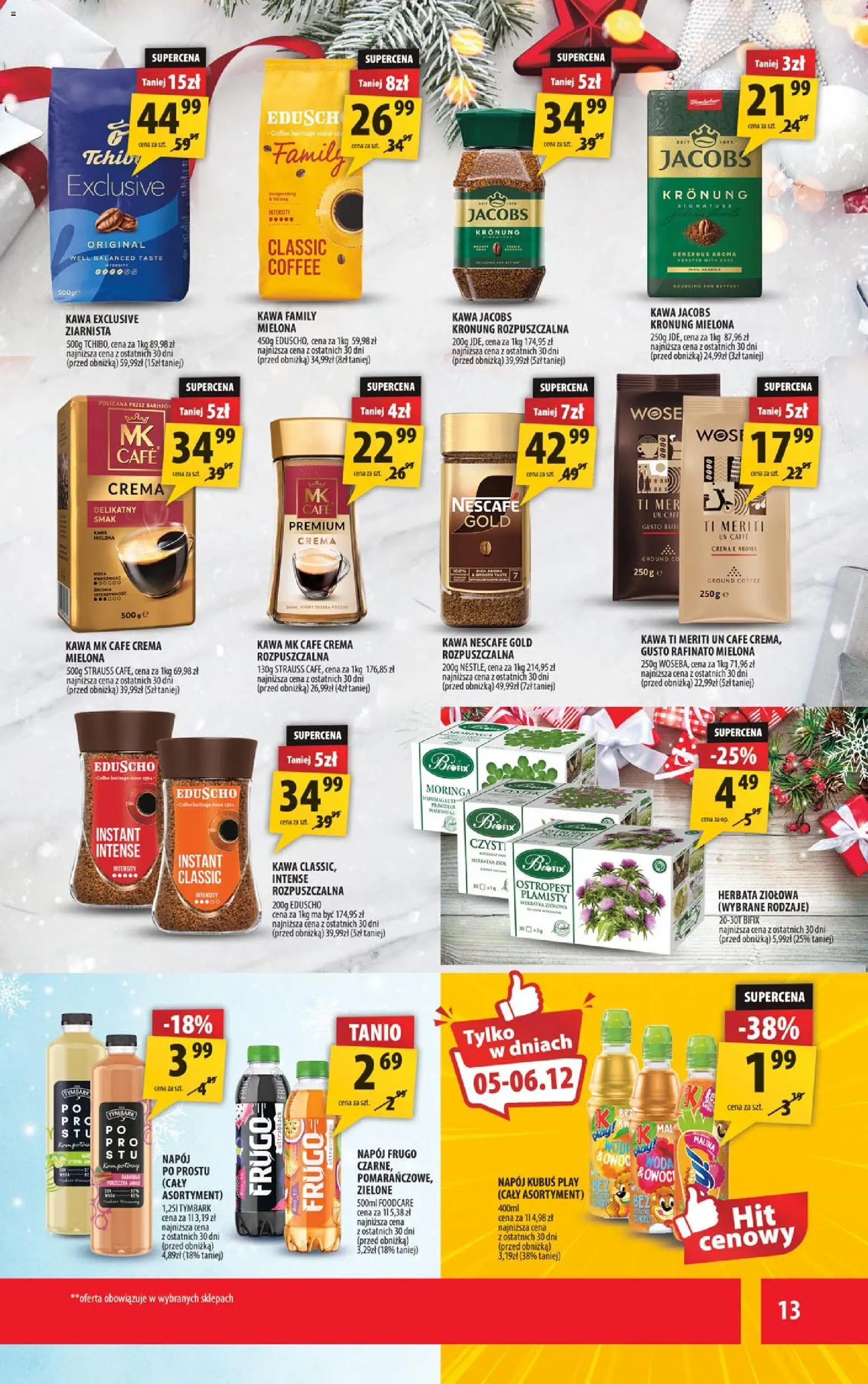 Arhelan Gazetka od 05.12.2025 | Strona: 13 | Produkty: Malina, Nescafe, Kawa, Herbata