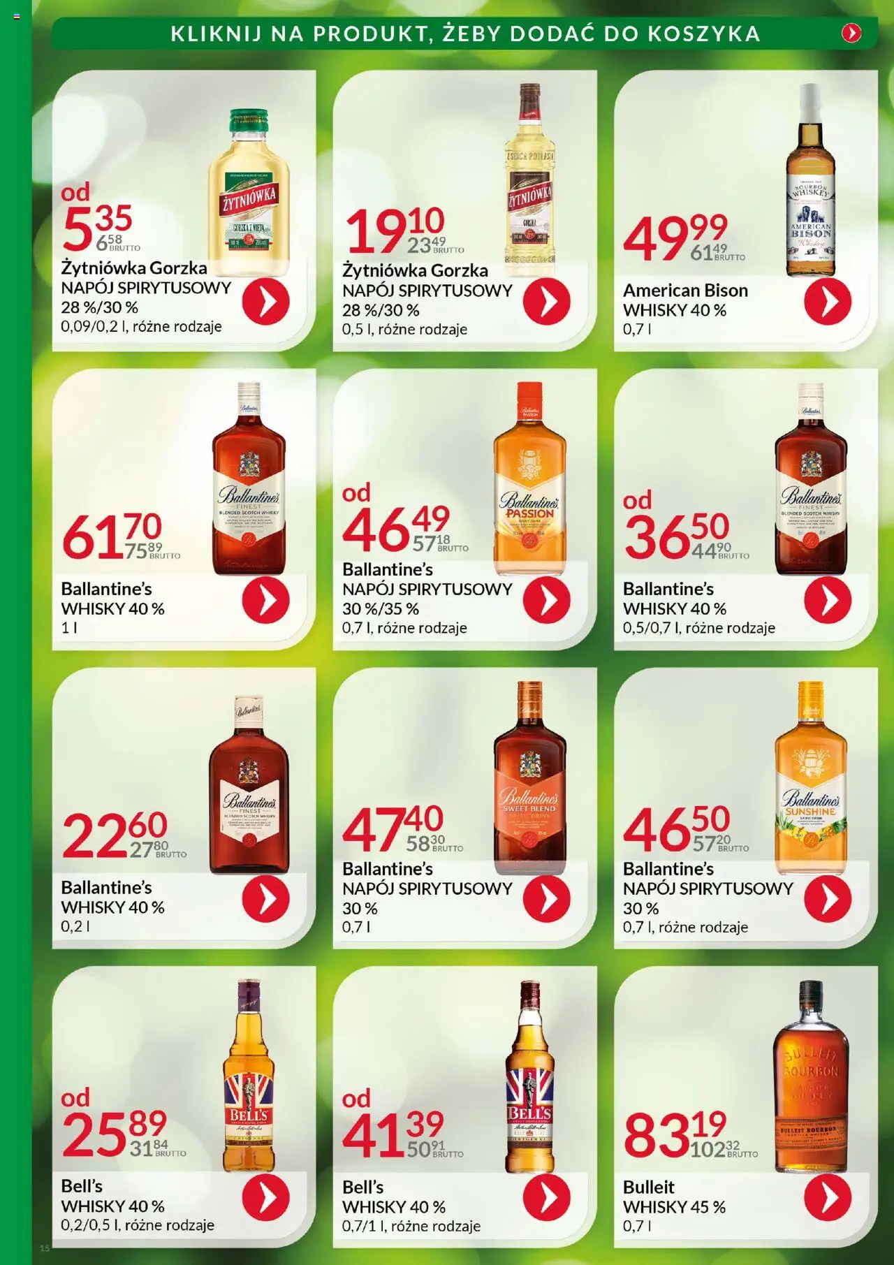 Eurocash Gazetka - Katalog Alkoholowy od 01.08.2025 | Strona: 15 | Produkty: Bourbon, Mięta, Whisky
