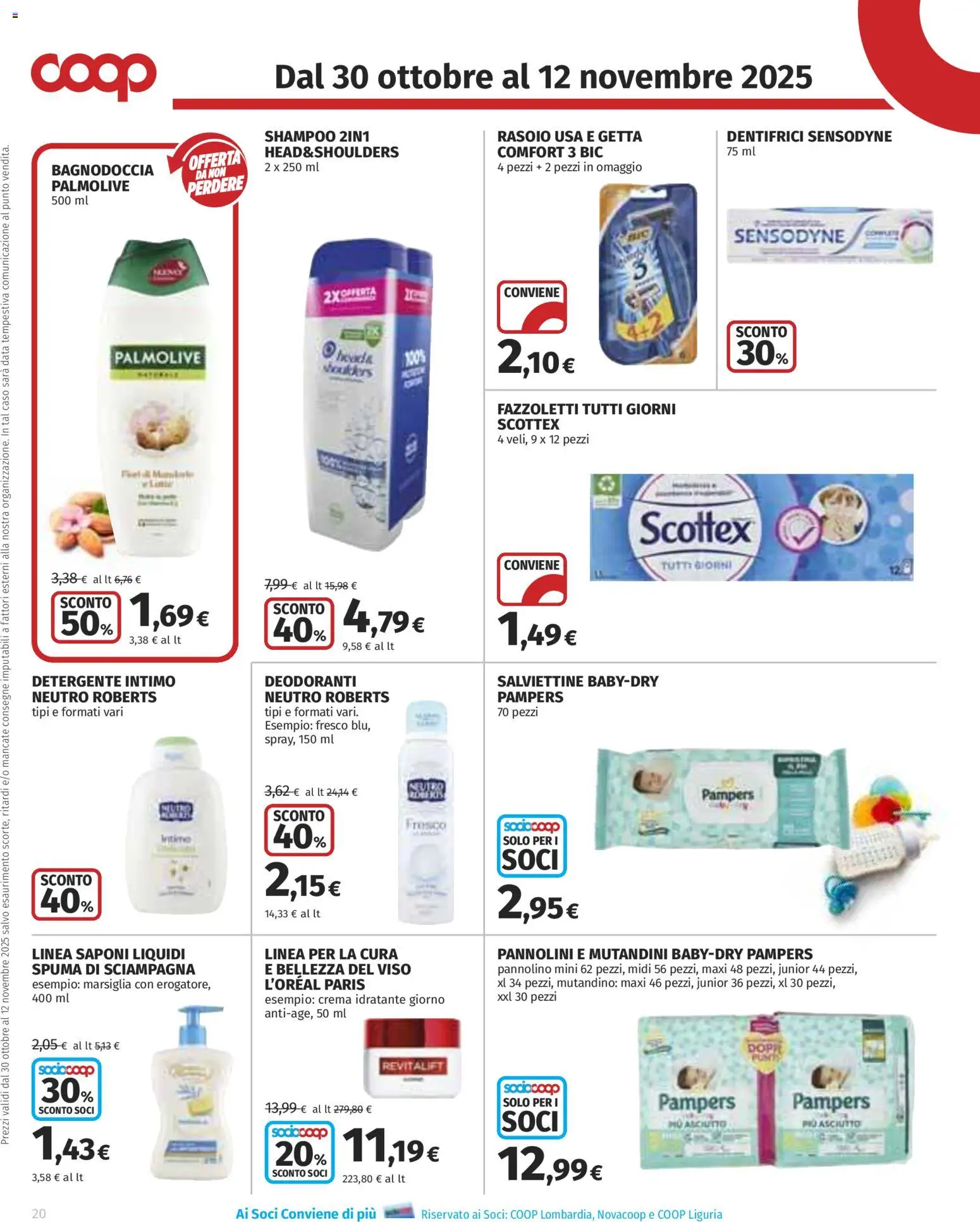 Volantino COOP del 30.10.2025 | Pagina: 20 | Prodotti: Shampoo, Detergente intimo, Detergente, Data