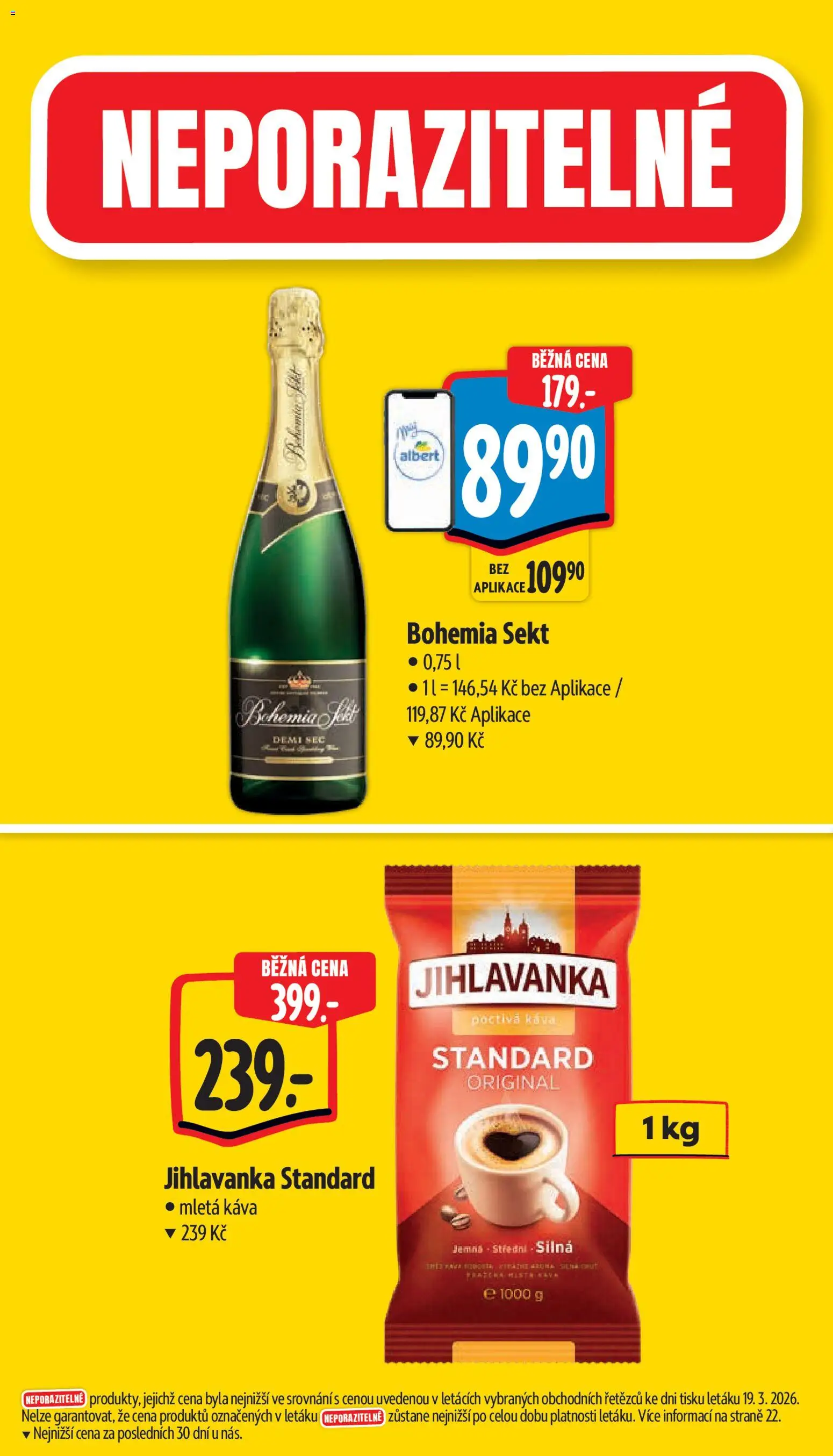Albert leták - Supermarket od 25.03.2026 | Strana: 4 | Produkty: Káva, Bohemia sekt, Jihlavanka, Mletá káva