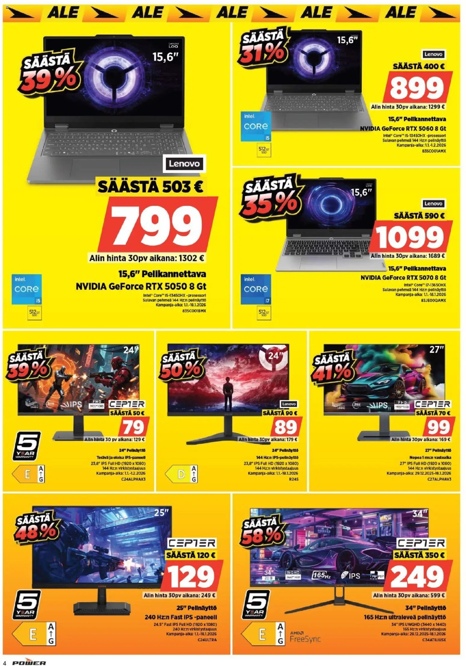 Power tarjoukset – voimassa 12.01.2026 alkaen | Sivu: 4 | Tuotteet: Pelikannettava
