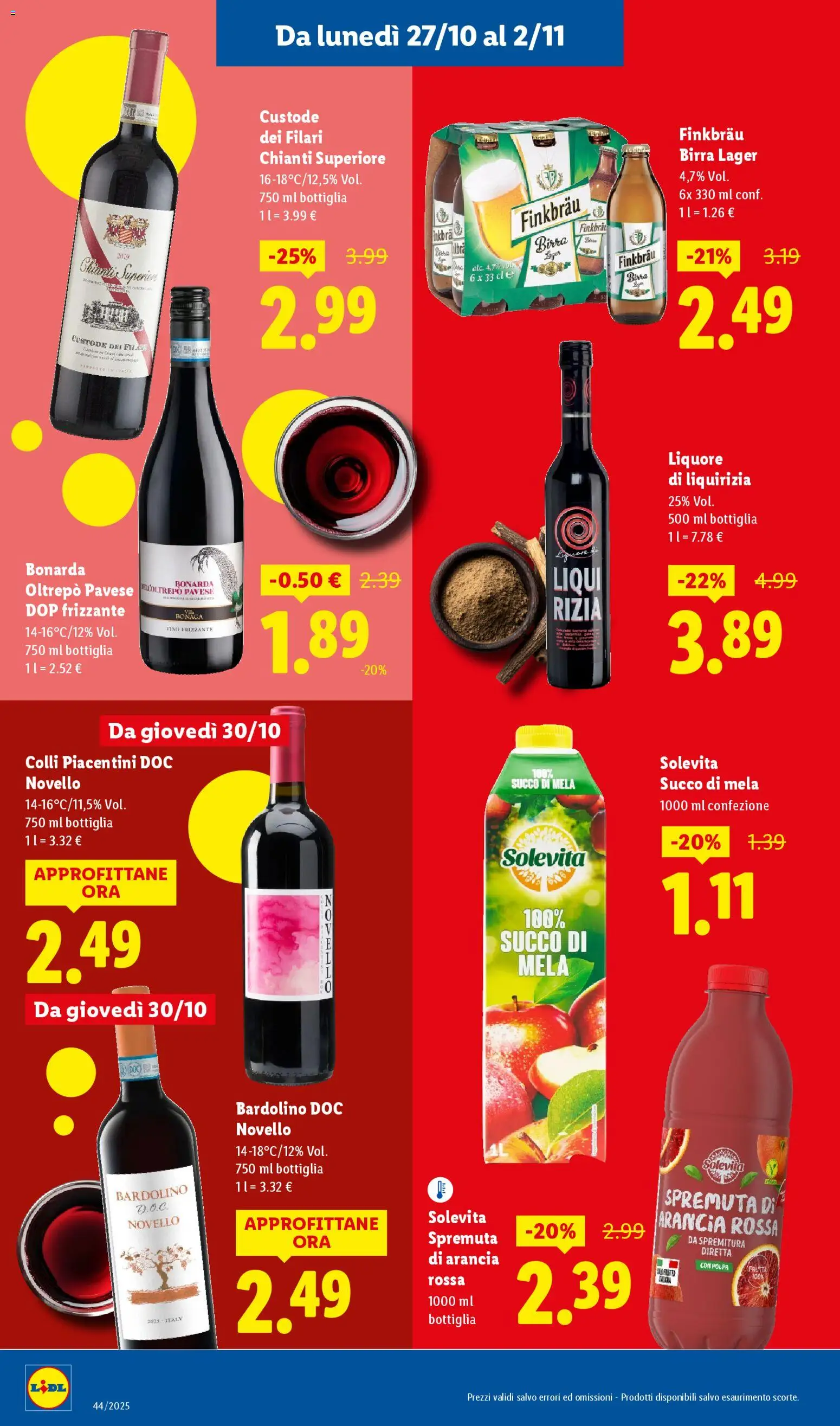 Volantino Lidl del 27.10.2025 | Pagina: 20 | Prodotti: Succo, Vino, Liquore, Bottiglia
