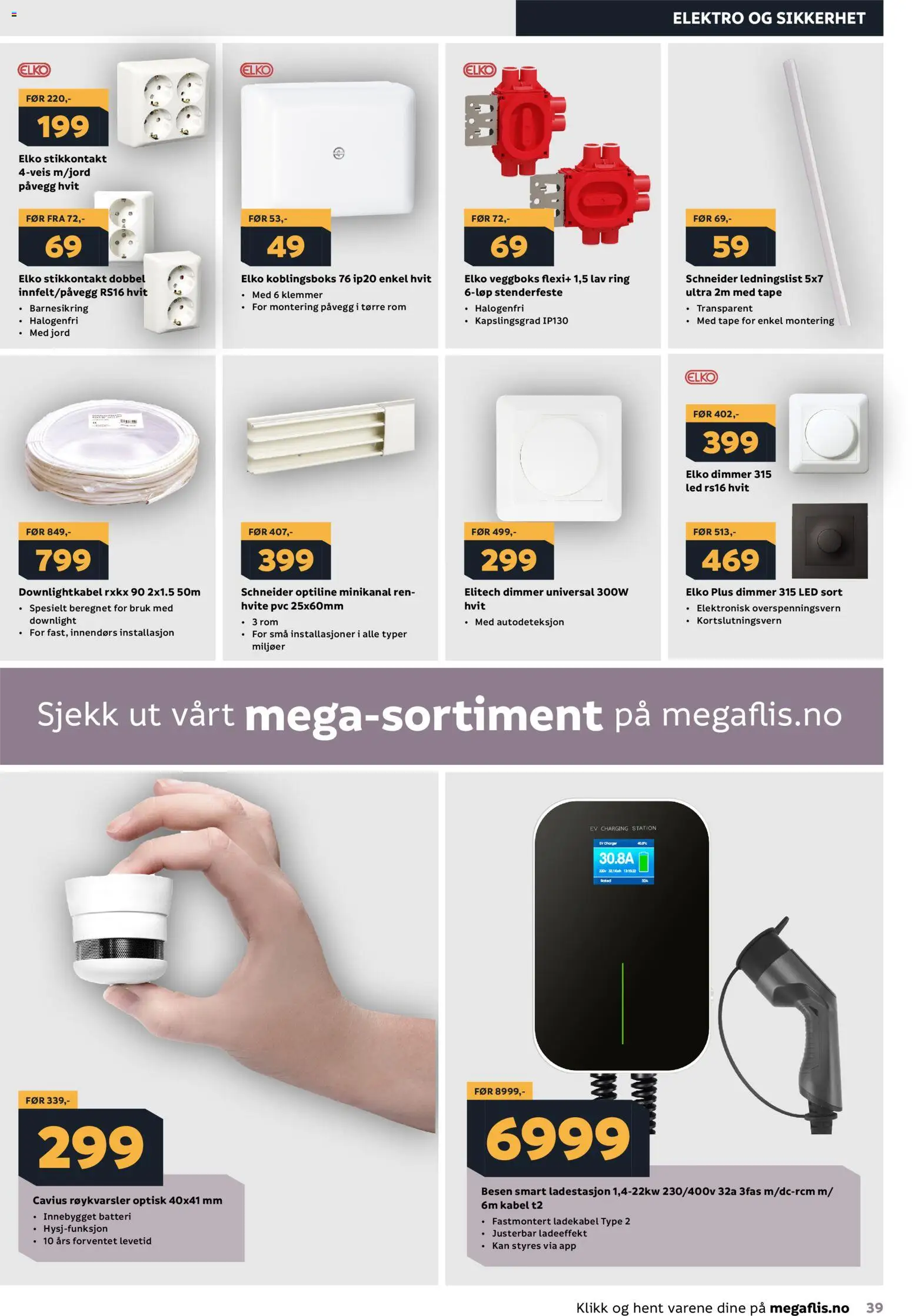 {H1} | Side: 39 | Produkter: Ladestasjon, Persienn, Dimmer, Kabel