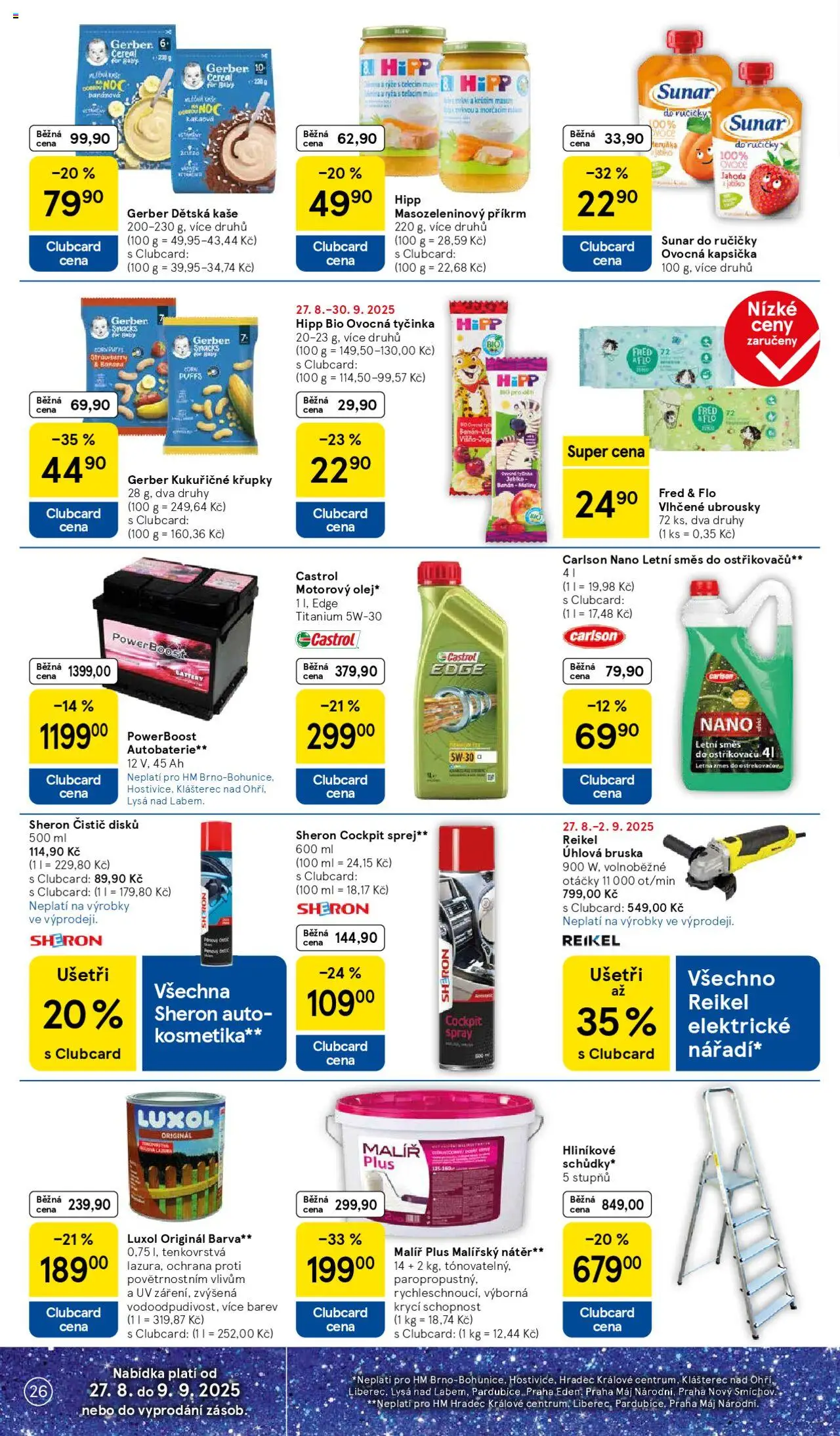Tesco leták - Hypermarket od 27.08.2025 | Strana: 26 | Produkty: Ovoce, Jablka, Banán, Autobaterie