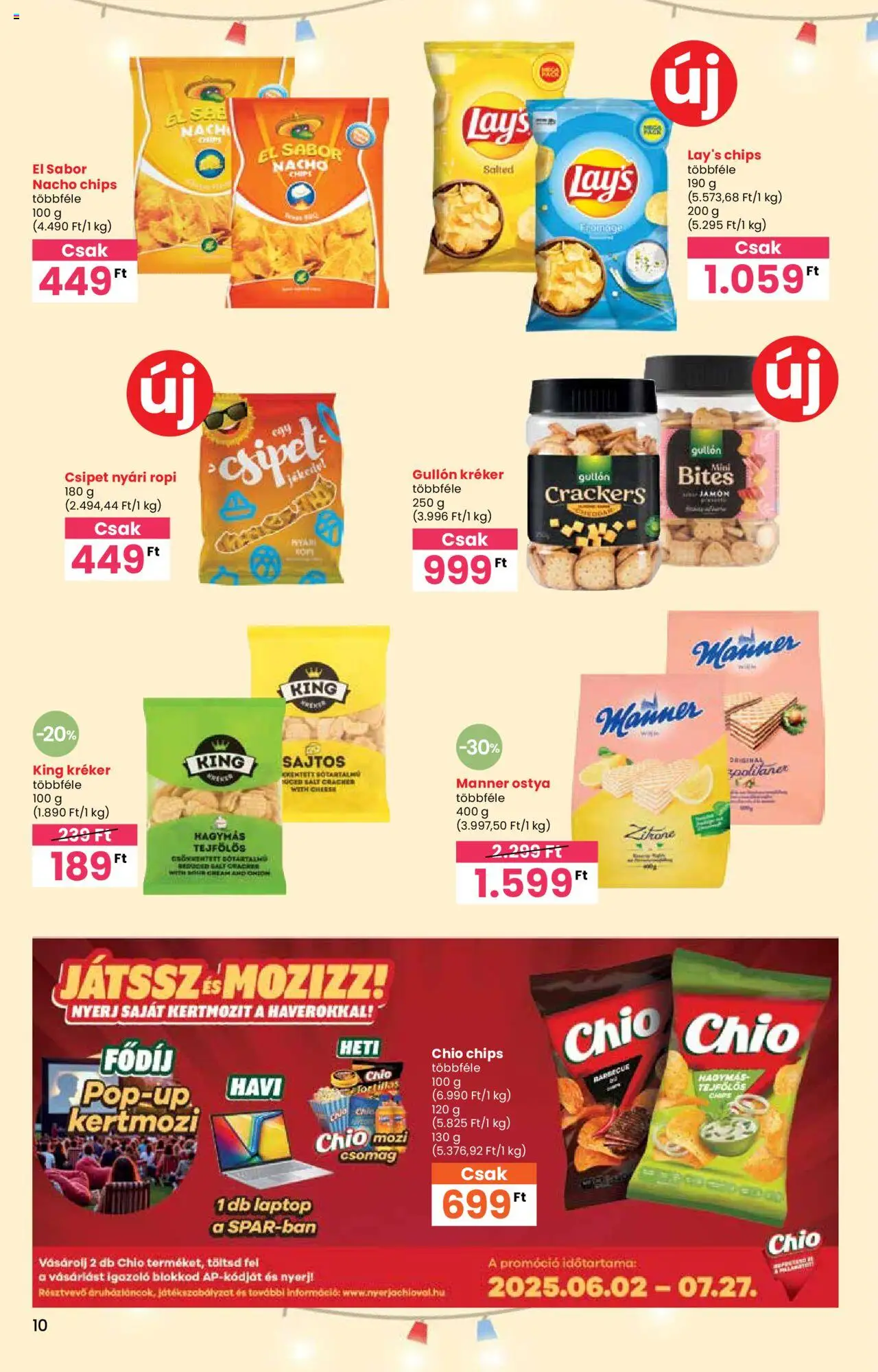 Interspar akciós ujság - amely érvényes a következő dátumtól: 05.06.2025 | Oldal: 10 | Termékek: Chips, Laptop, Kréker, Ropi