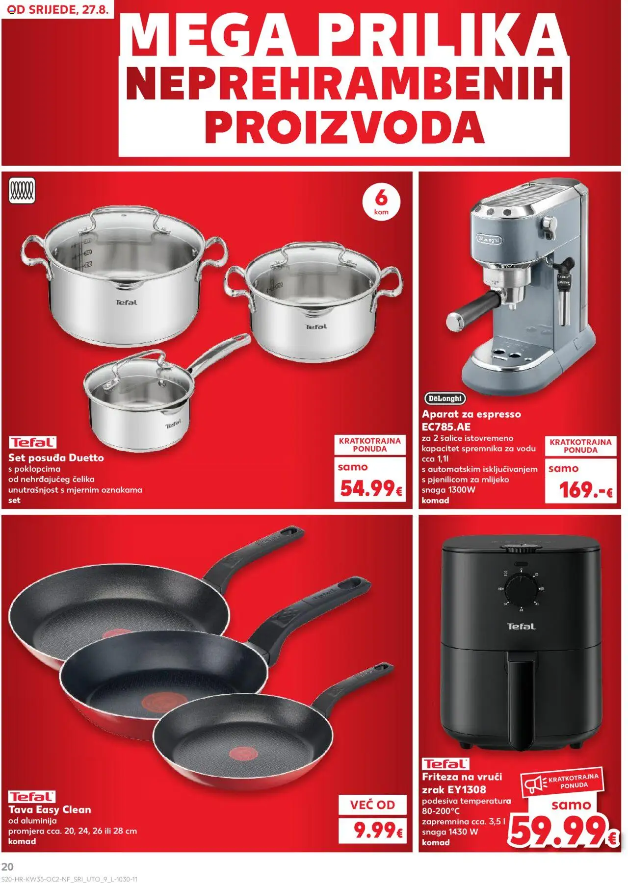 Kaufland katalog | vrijedi od 27.08.2025 | Stranica: 20 | Proizvodi: Friteza, Mlijeko, Pan, Tava