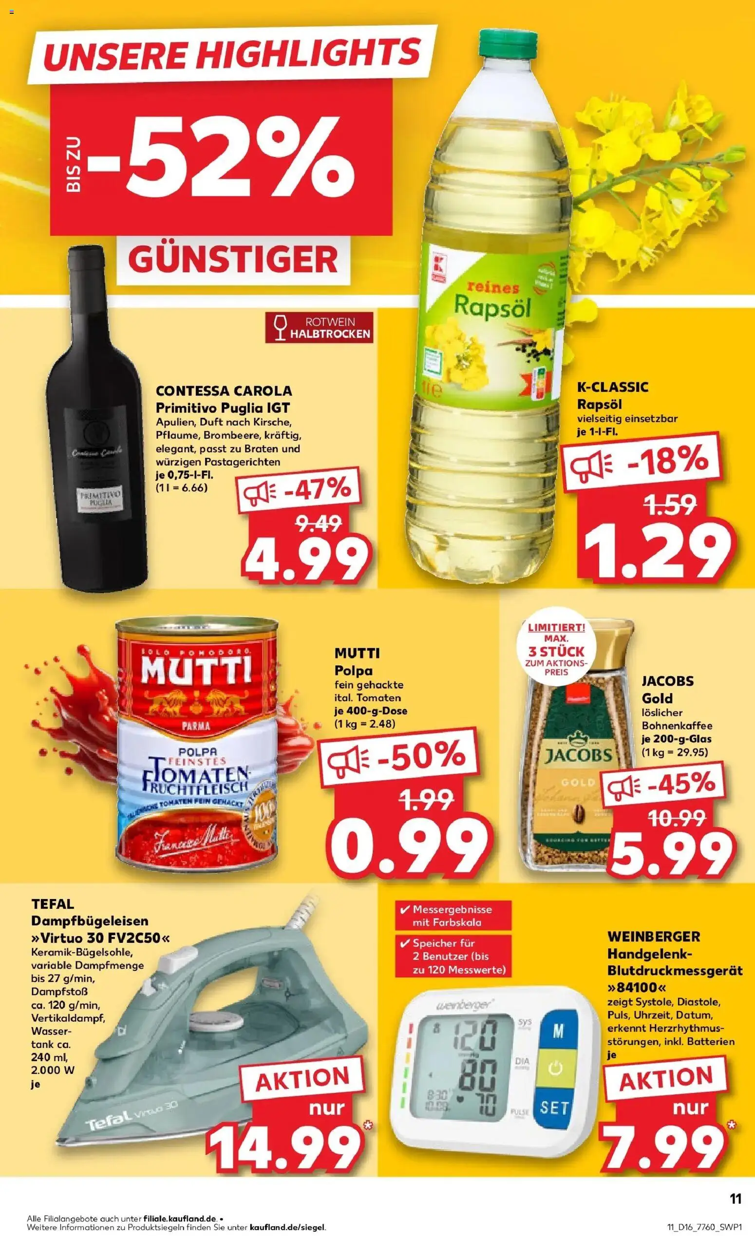 Kaufland Prospekt Donauwörth	 – gültig ab 16.04.2026 | Seite: 11 | Produkte: Batterien, Rapsöl, Rotwein halbtrocken, Wasser