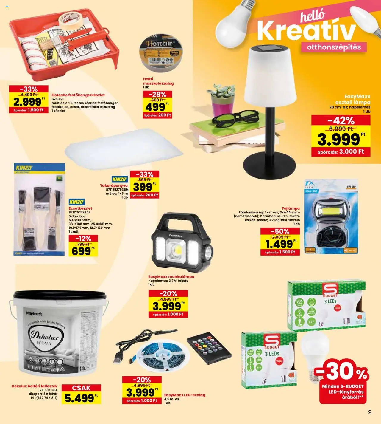 Interspar akciós ujság - amely érvényes a következő dátumtól: 15.05.2025 | Oldal: 9 | Termékek: Fejlámpa, Roller, Lámpa, Asztali lámpa