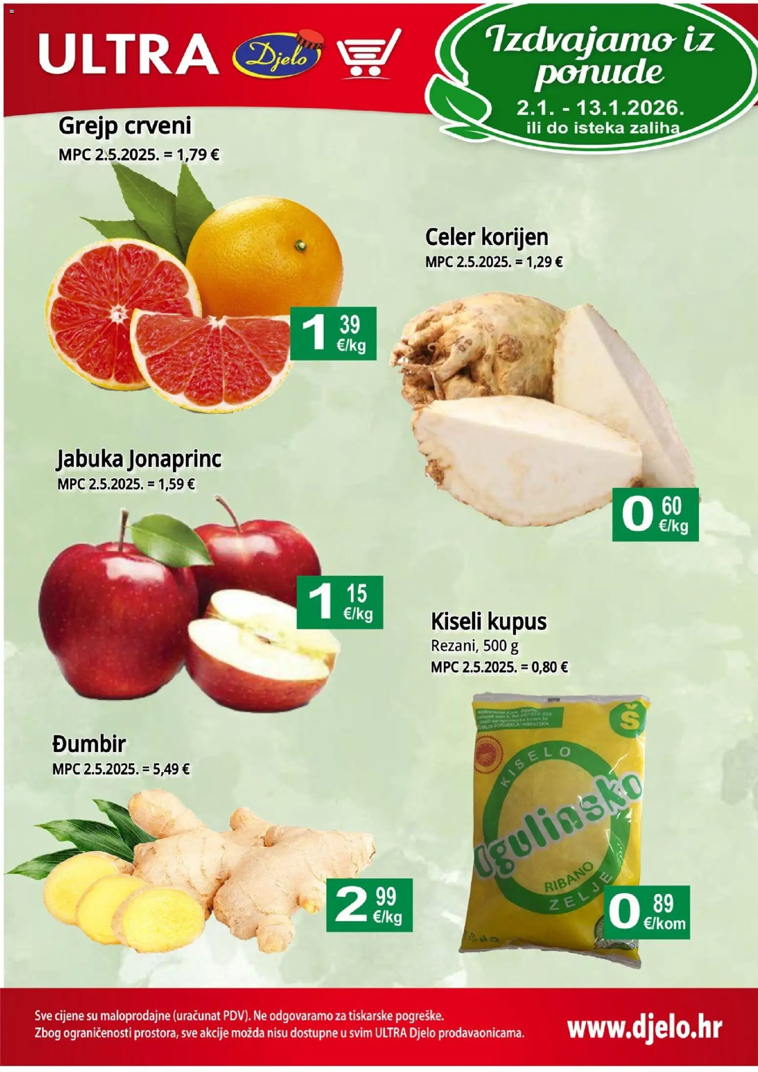 Djelo katalog | vrijedi od 02.01.2026 | Stranica: 1 | Proizvodi: Grejp, Zelje, Kupus, Đumbir