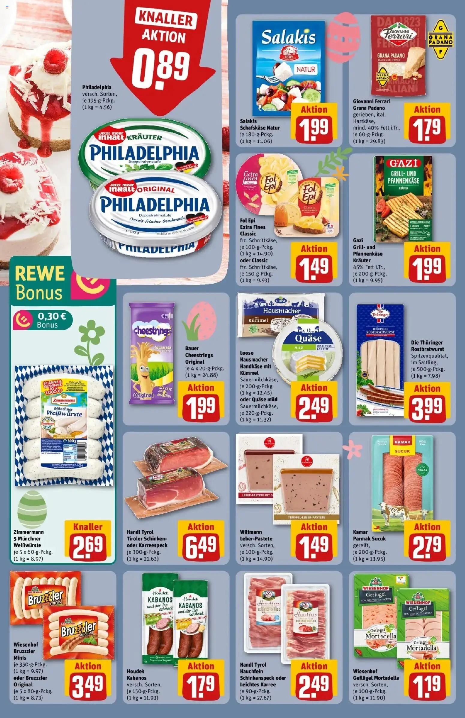 Rewe Prospekt Halle (Saale)	 – gültig ab 30.03.2026 | Seite: 16 | Produkte: Milch, Käse, Philadelphia, Salakis